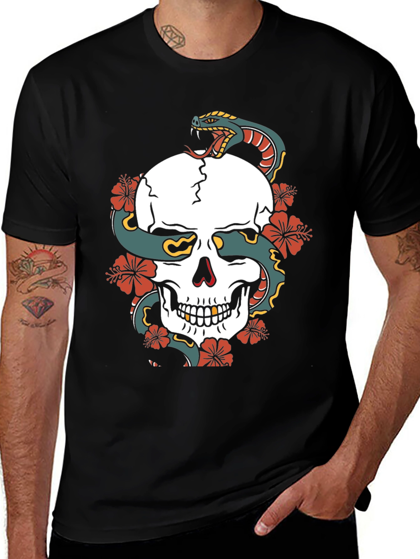 Skull & Snake Graphic Tee - Bold Streetwear Style