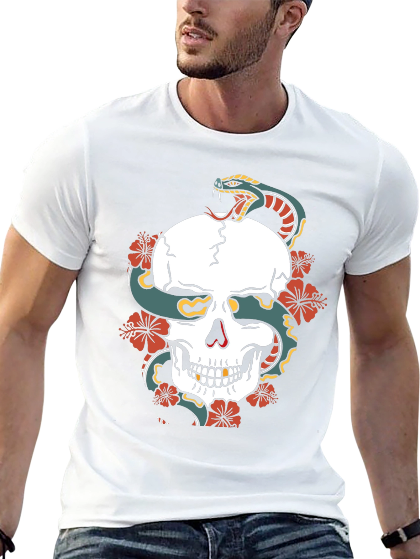 Skull & Snake Graphic Tee - Bold Streetwear Style