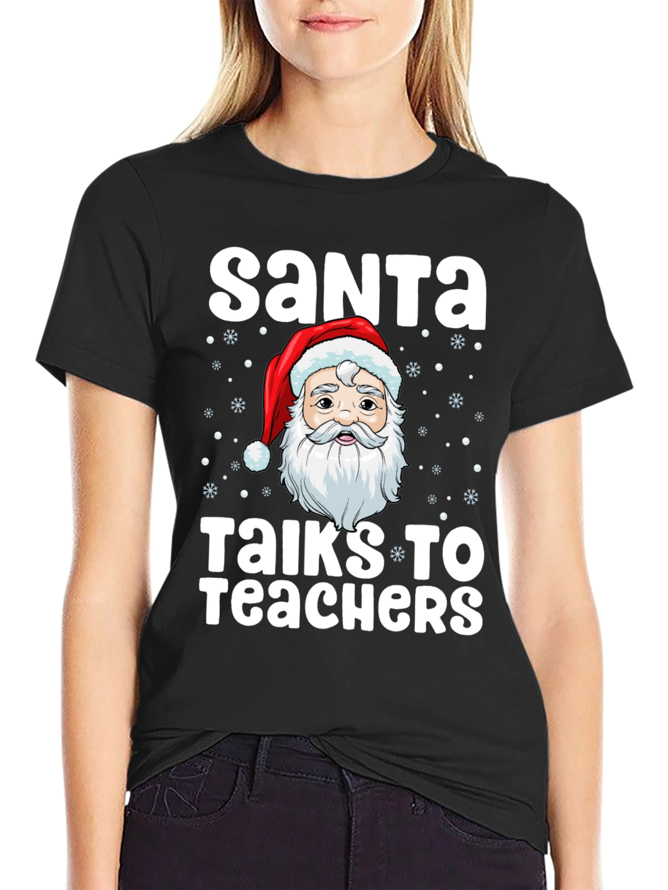 Santa Talks to Teachers Graphic T-Shirt