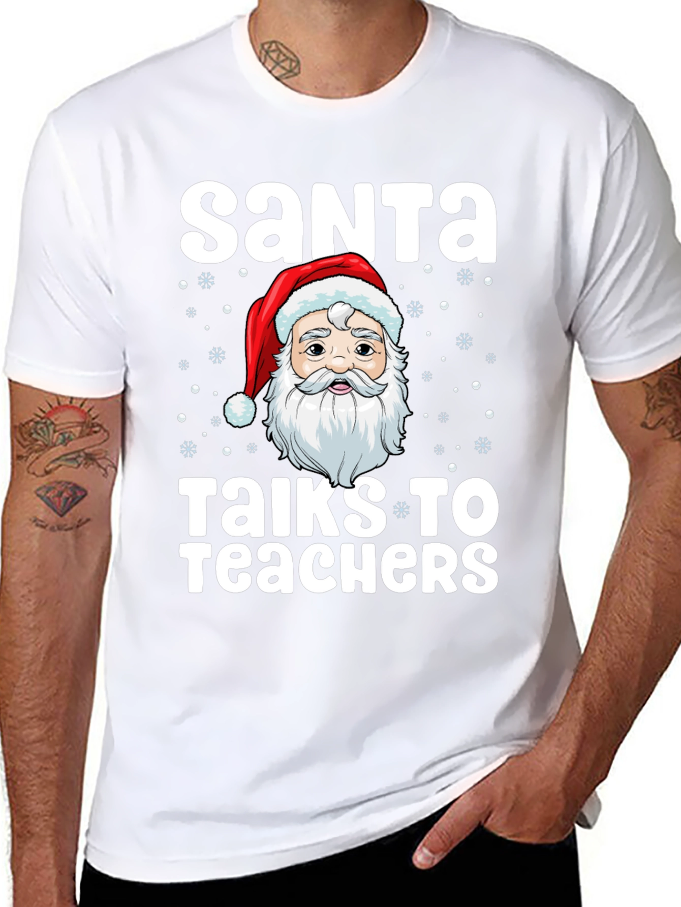 Santa Talks to Teachers Graphic T-Shirt