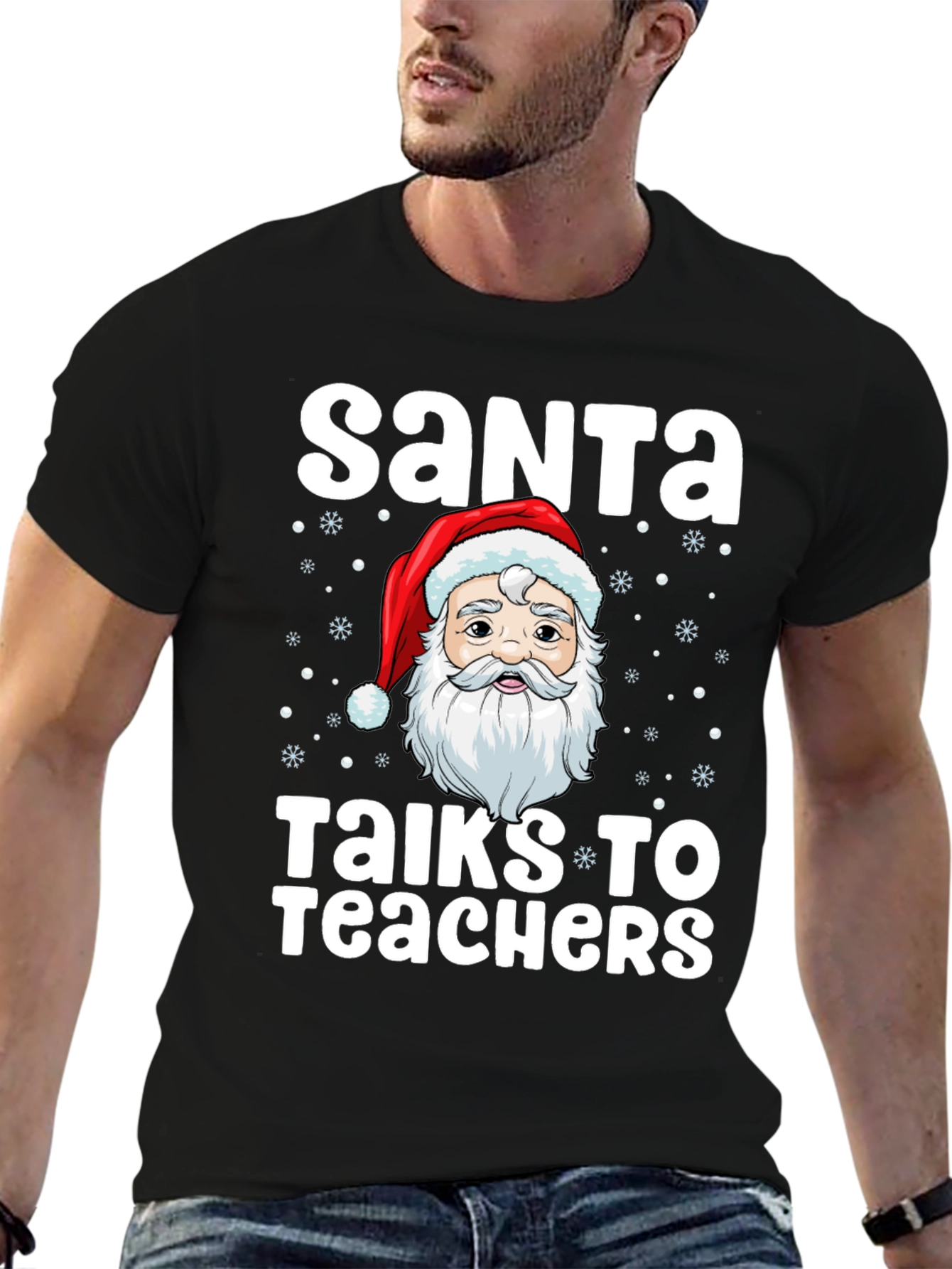 Santa Talks to Teachers Graphic T-Shirt