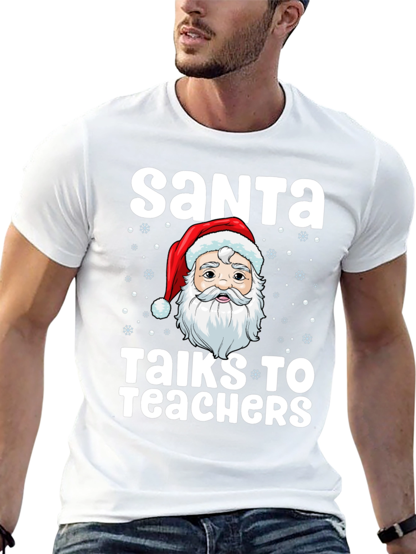 Santa Talks to Teachers Graphic T-Shirt