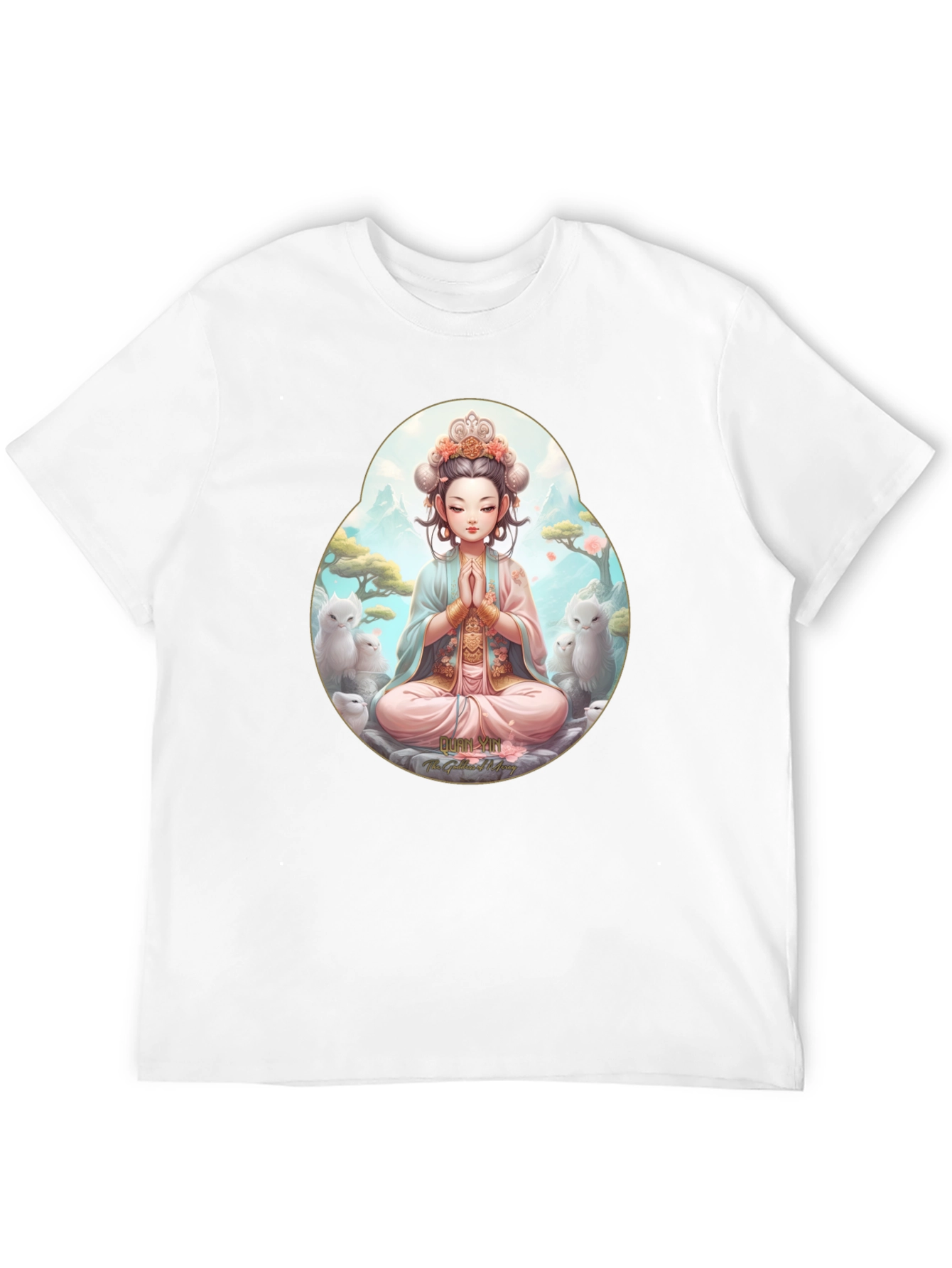 Zen Girl & Cat Black T-Shirt