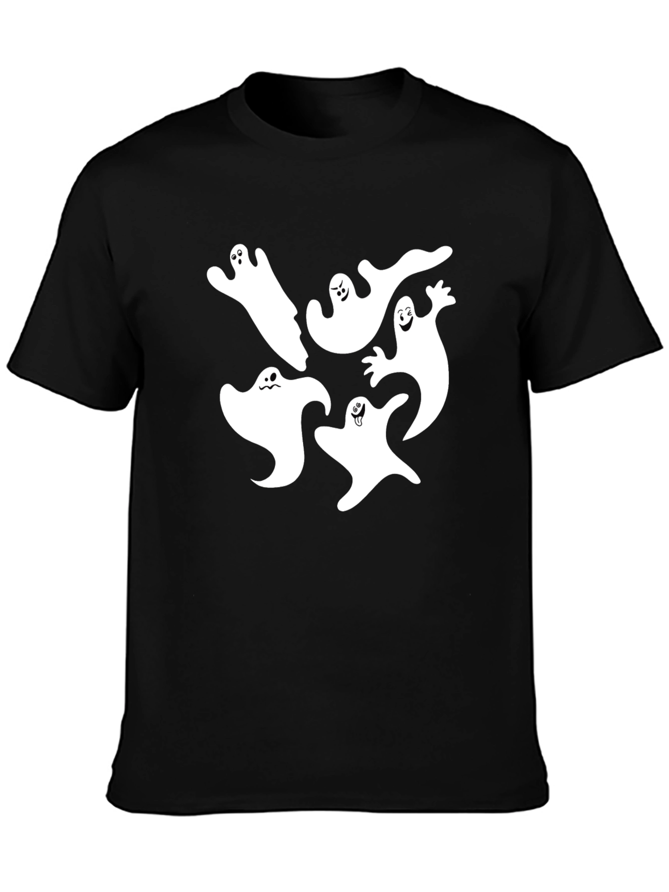 Spooky Ghost Graphic Tee - Black Cotton Blend Shirt