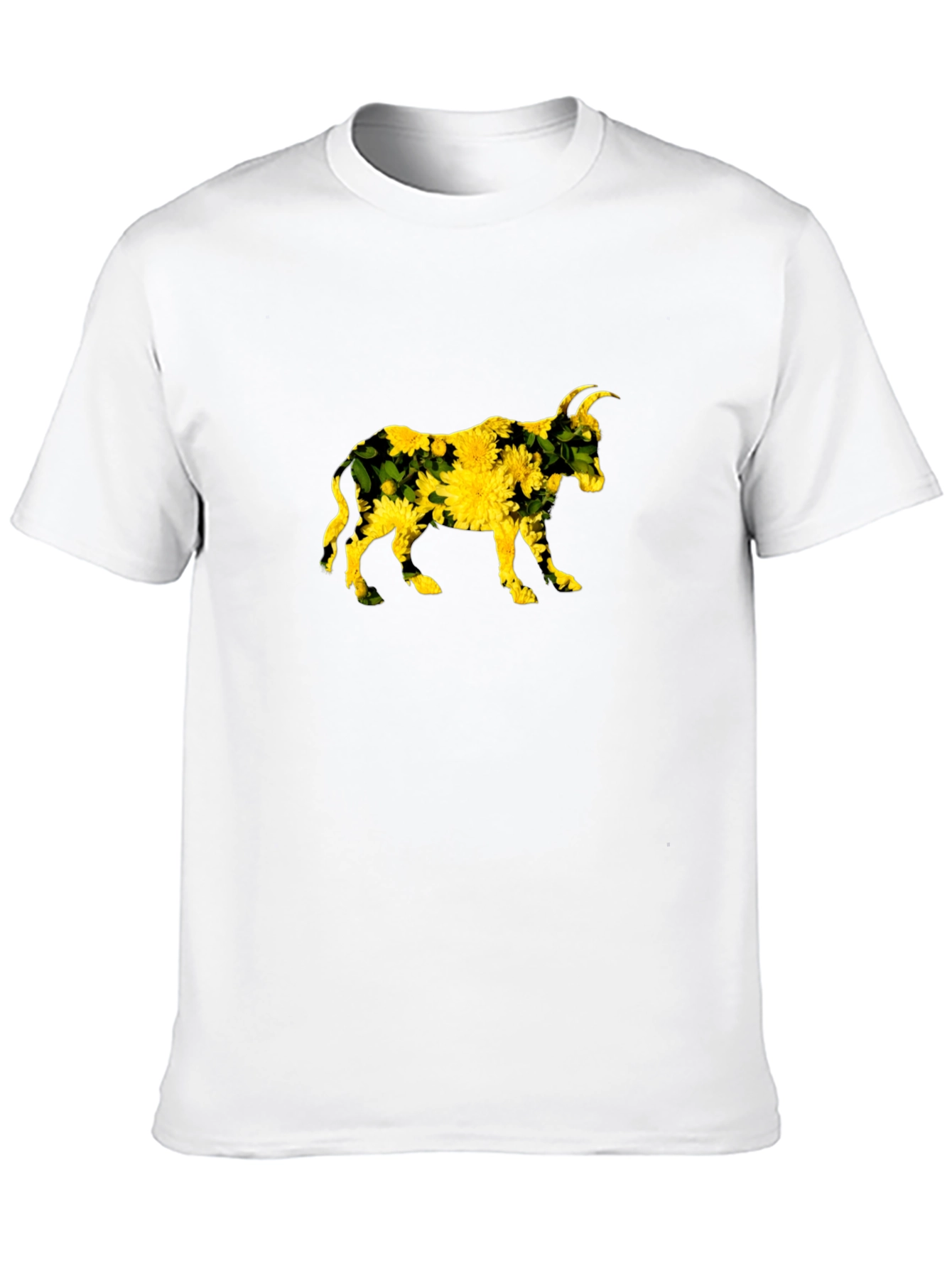 Floral Bull Graphic Black Tee