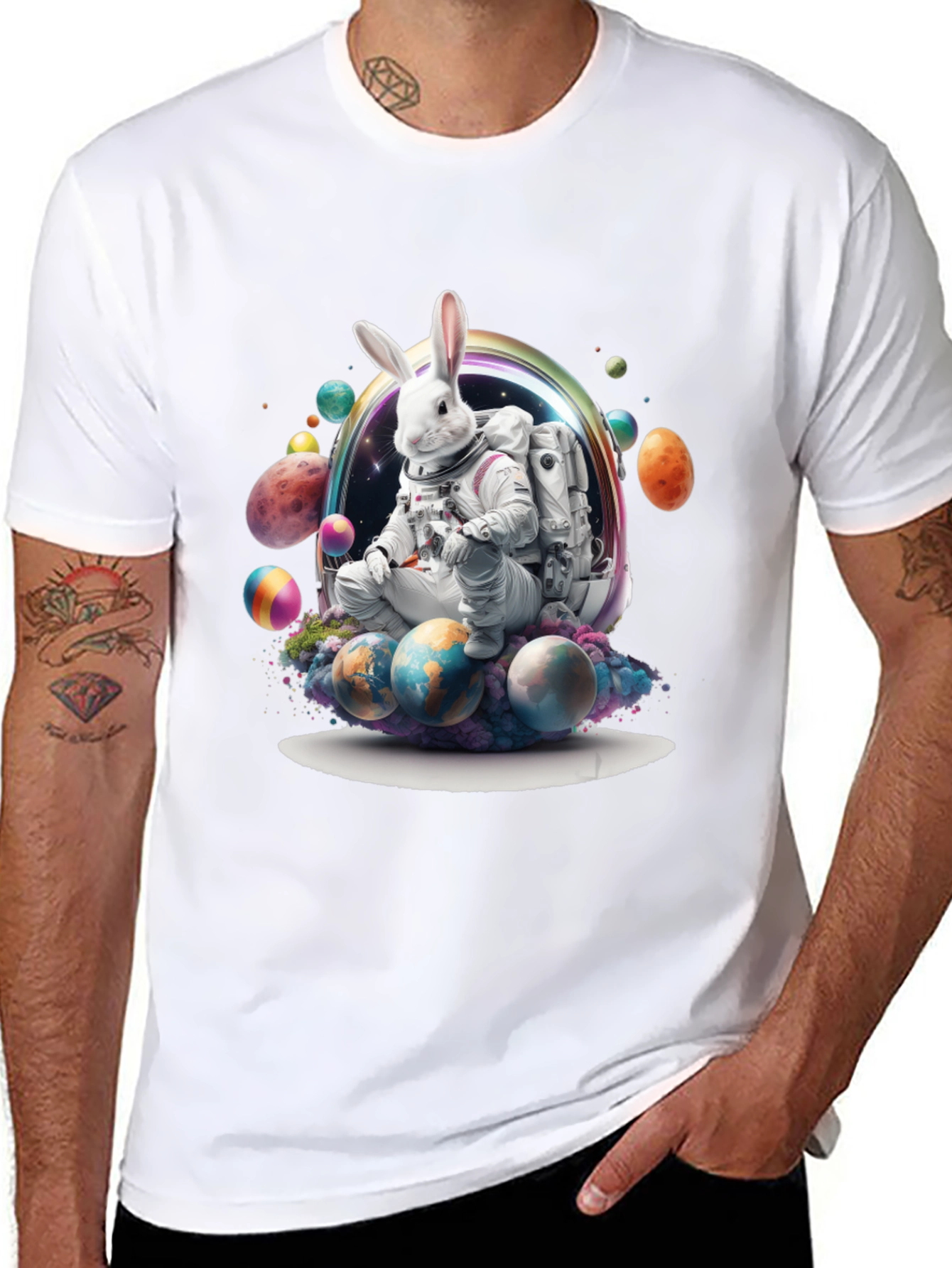 Space Easter Bunny Graphic T-Shirt