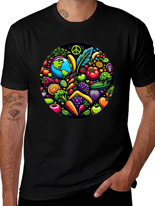 Vegan Earth T-Shirt: Peace Love & Veggies!