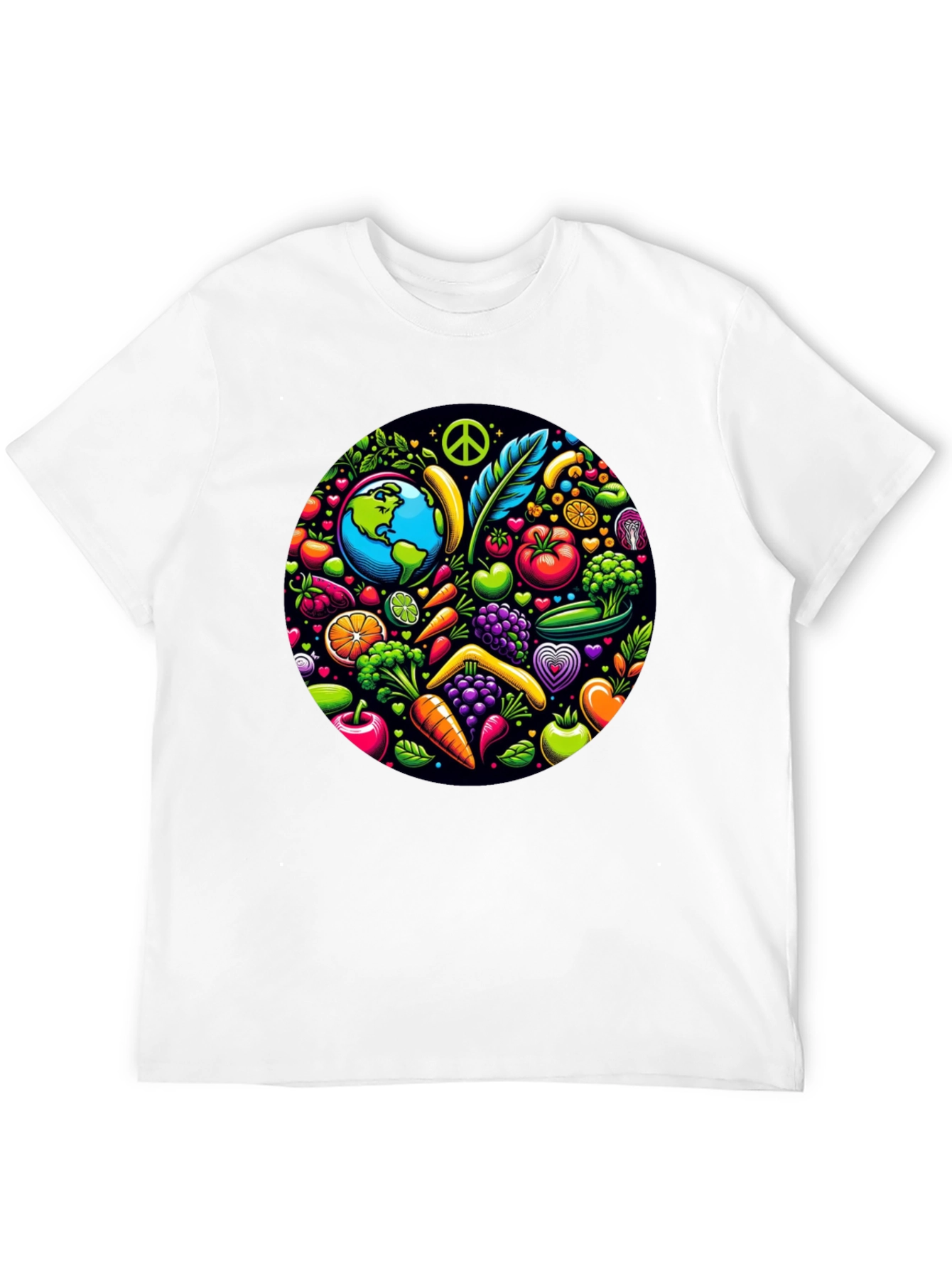 Vegan Earth T-Shirt: Peace Love & Veggies!