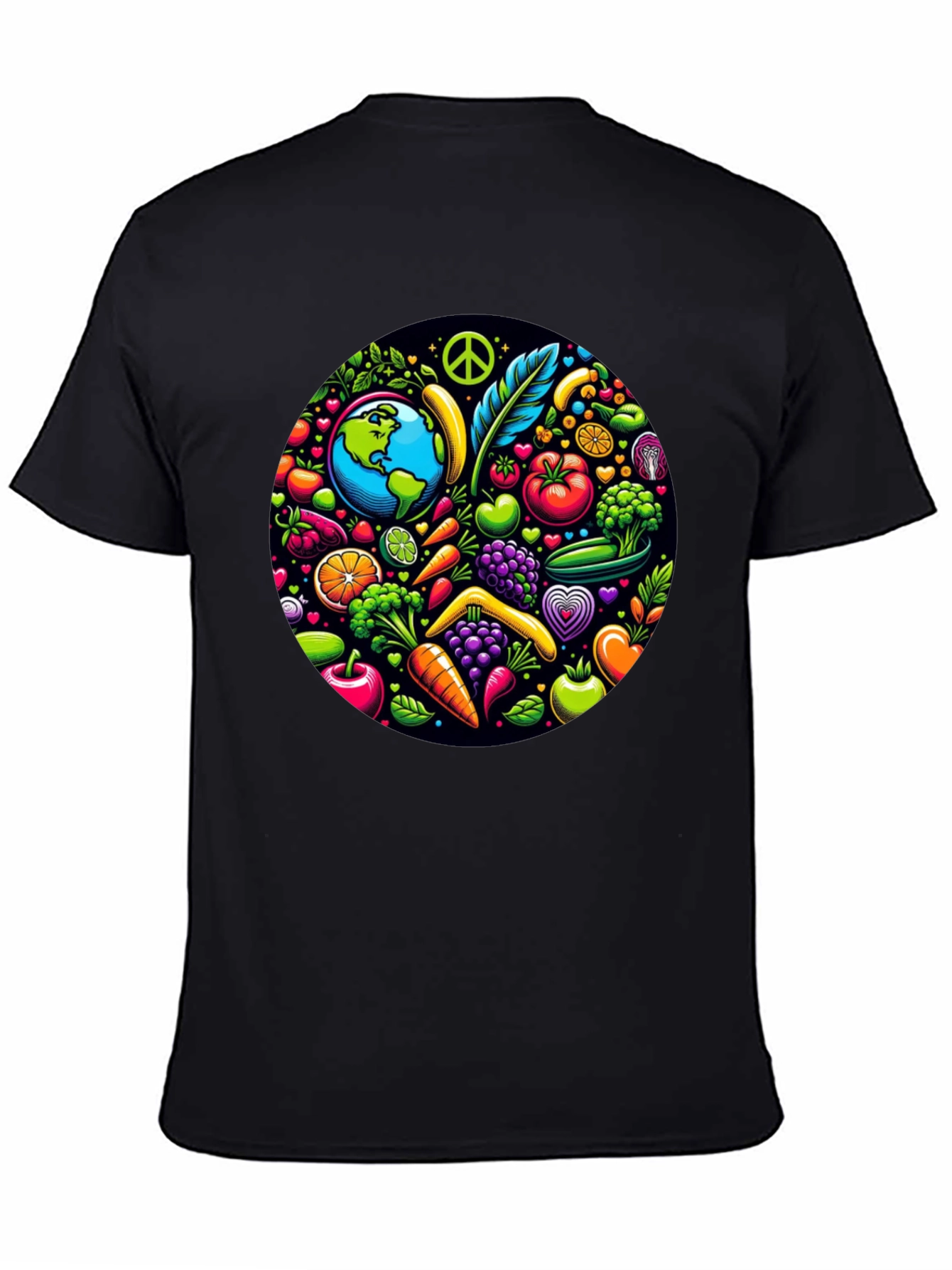 Vegan Earth T-Shirt: Peace Love & Veggies!