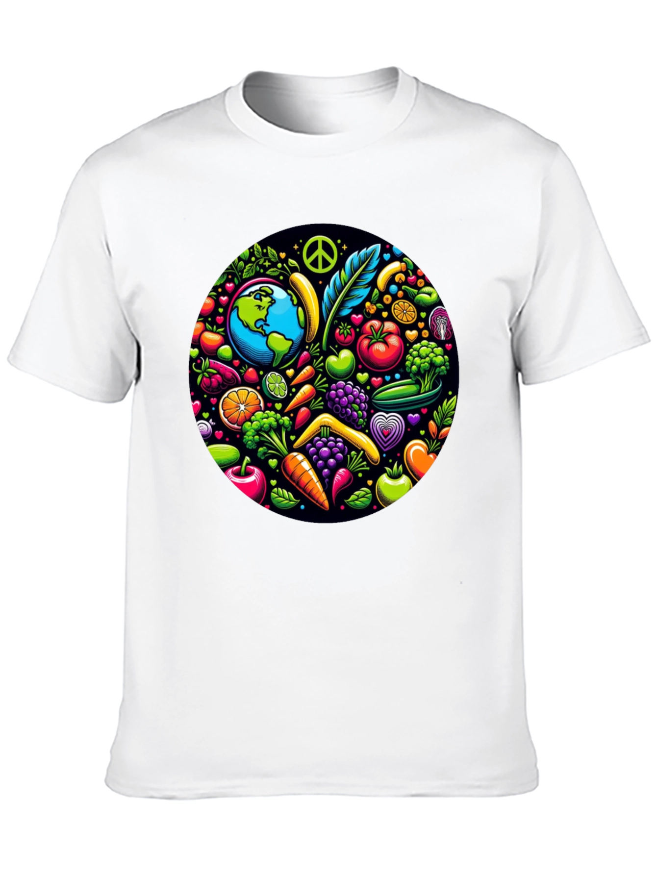 Vegan Earth T-Shirt: Peace Love & Veggies!