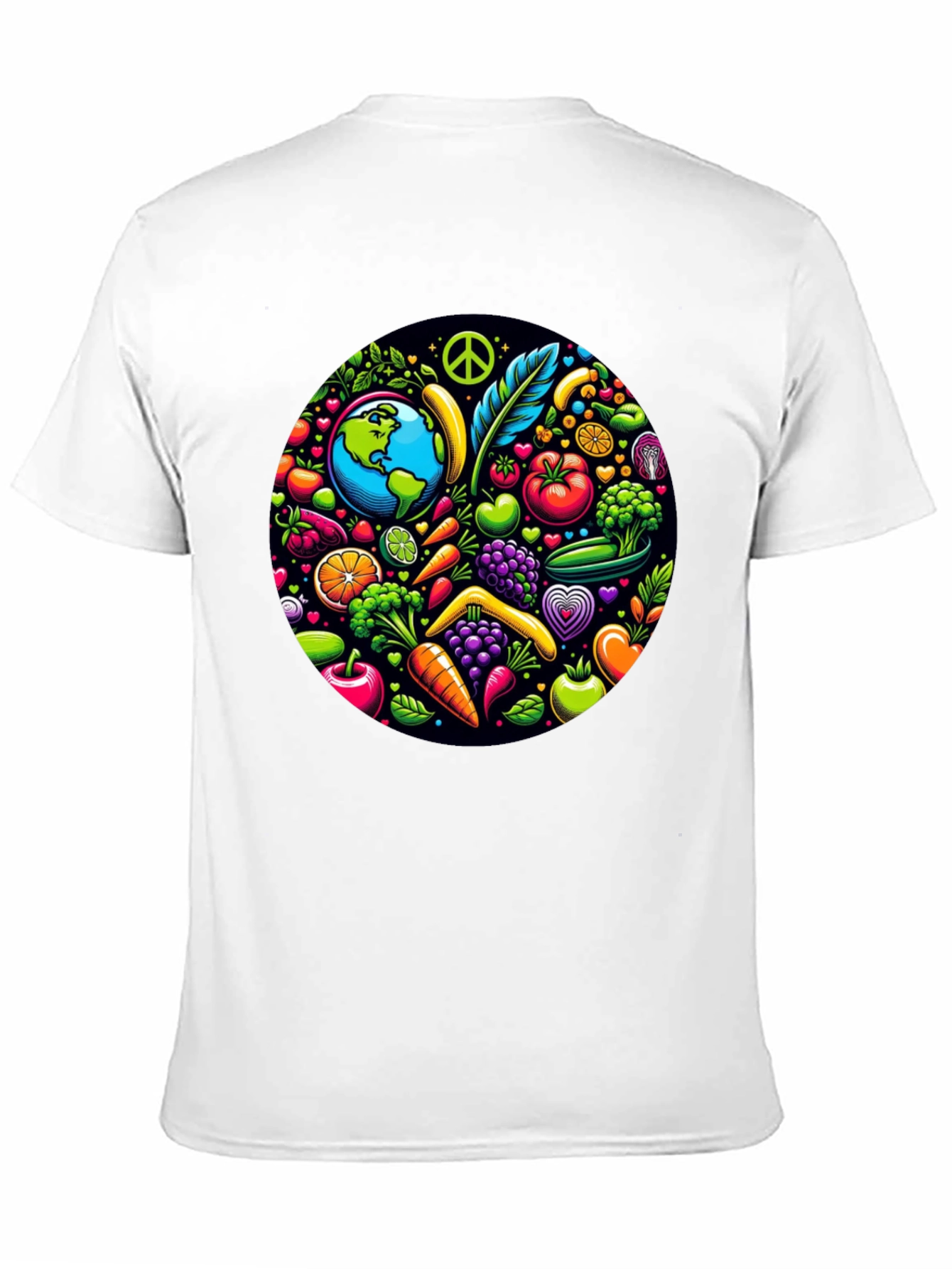 Vegan Earth T-Shirt: Peace Love & Veggies!