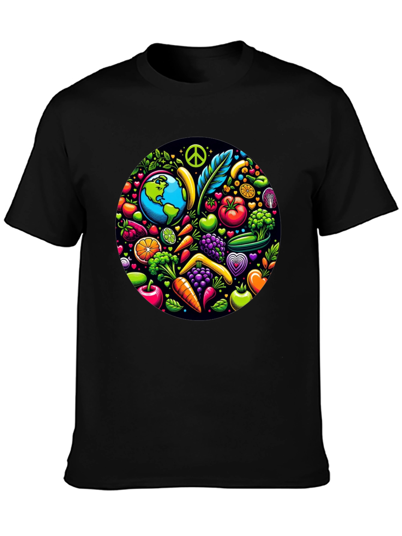 Vegan Earth T-Shirt: Peace Love & Veggies!