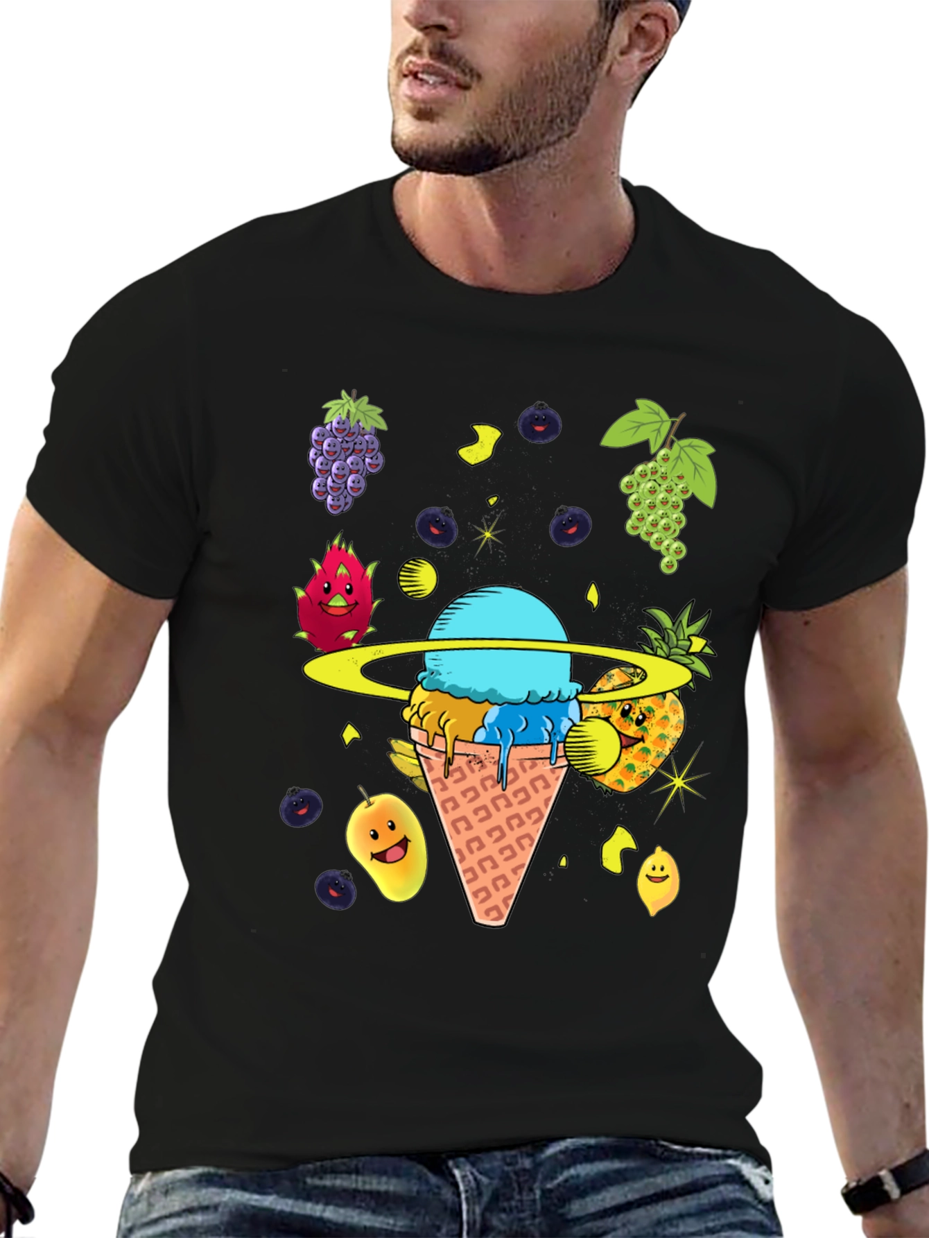 Fruit Ice Cream Planet Graphic T-Shirt