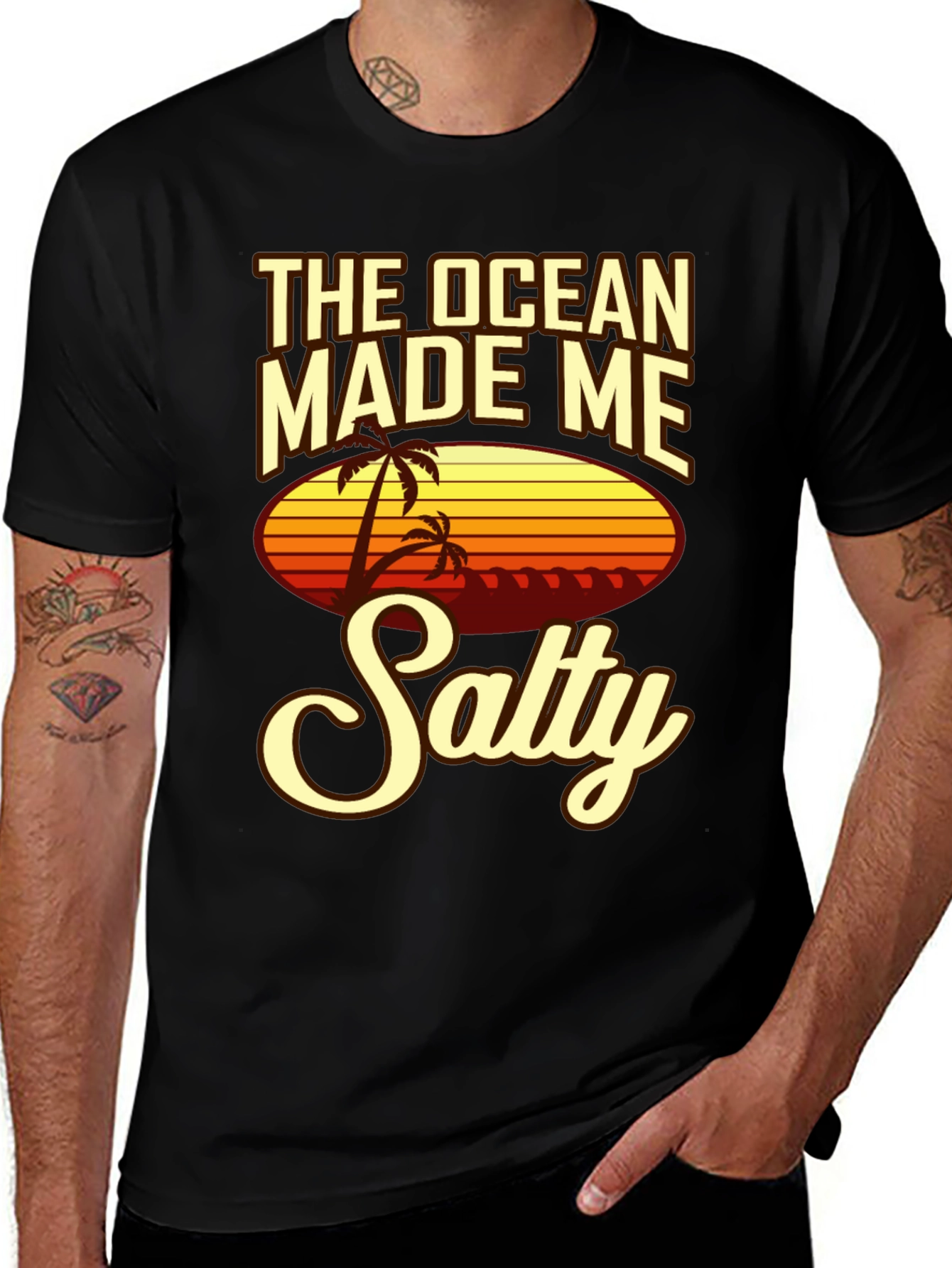 The Ocean Made Me Salty Black Graphic Tee
