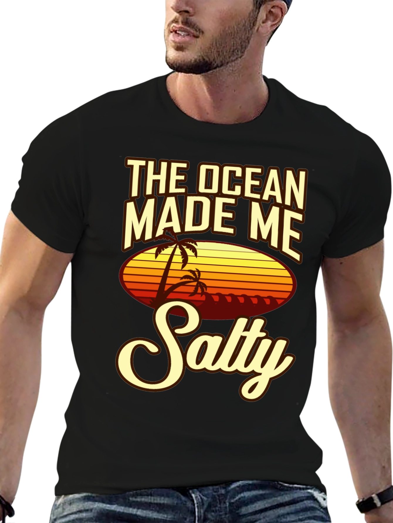 The Ocean Made Me Salty Black Graphic Tee