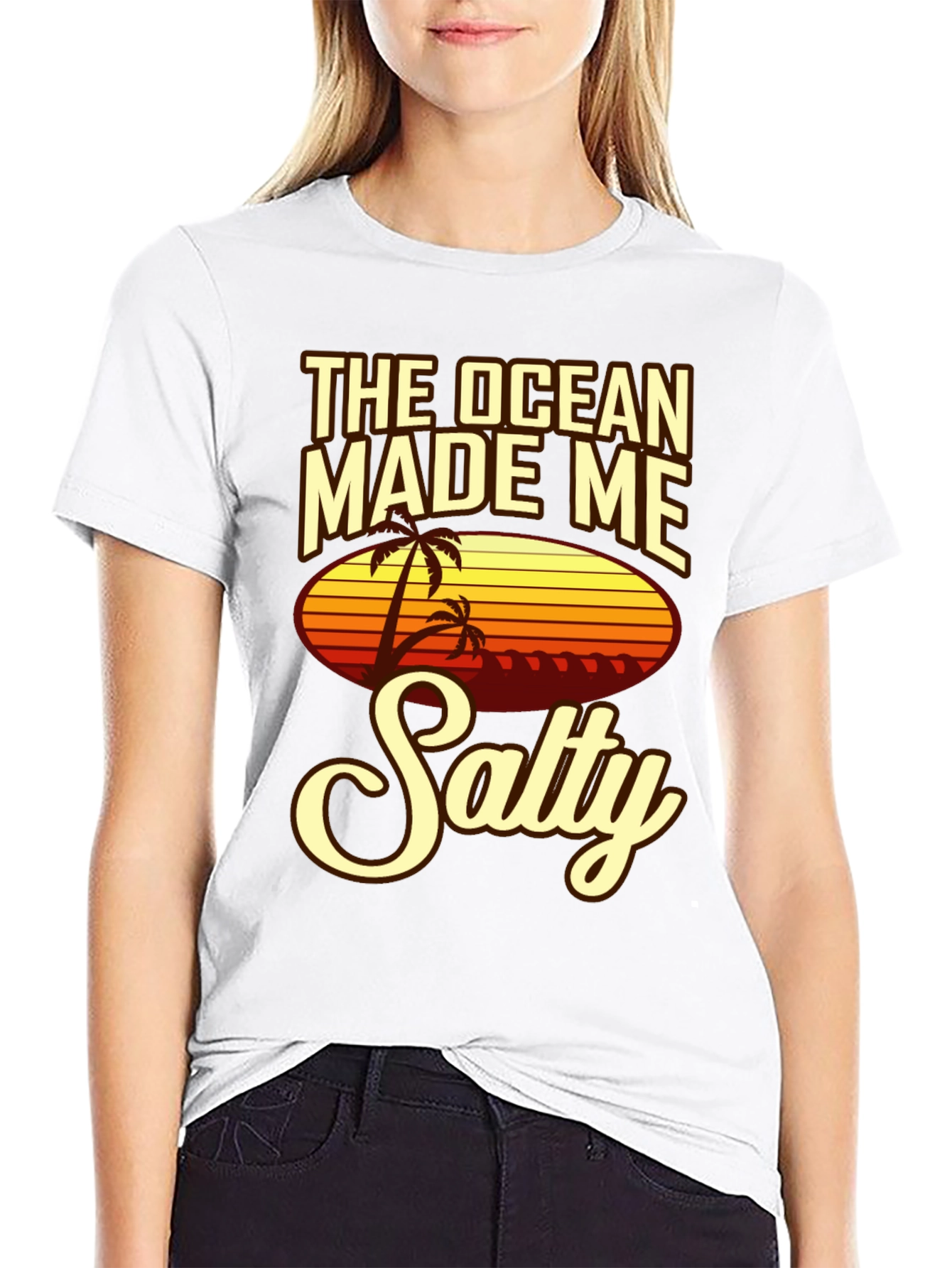The Ocean Made Me Salty Black Graphic Tee