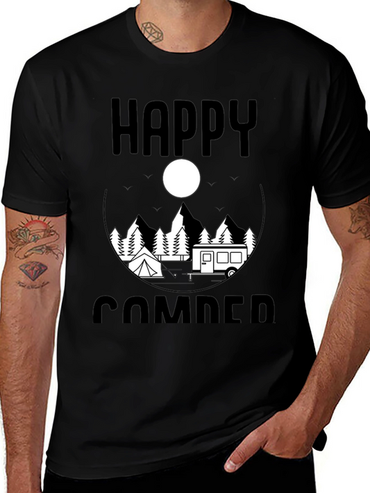 Happy Camper Graphic Tee - Outdoor Adventure Shirt