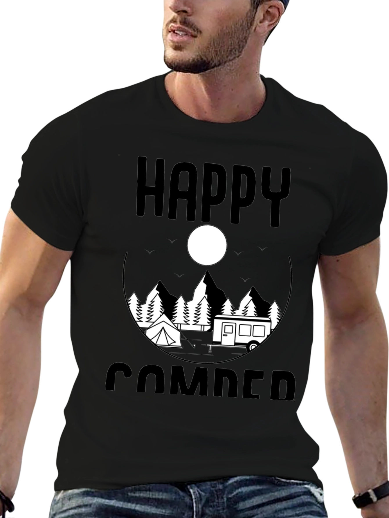 Happy Camper Graphic Tee - Outdoor Adventure Shirt