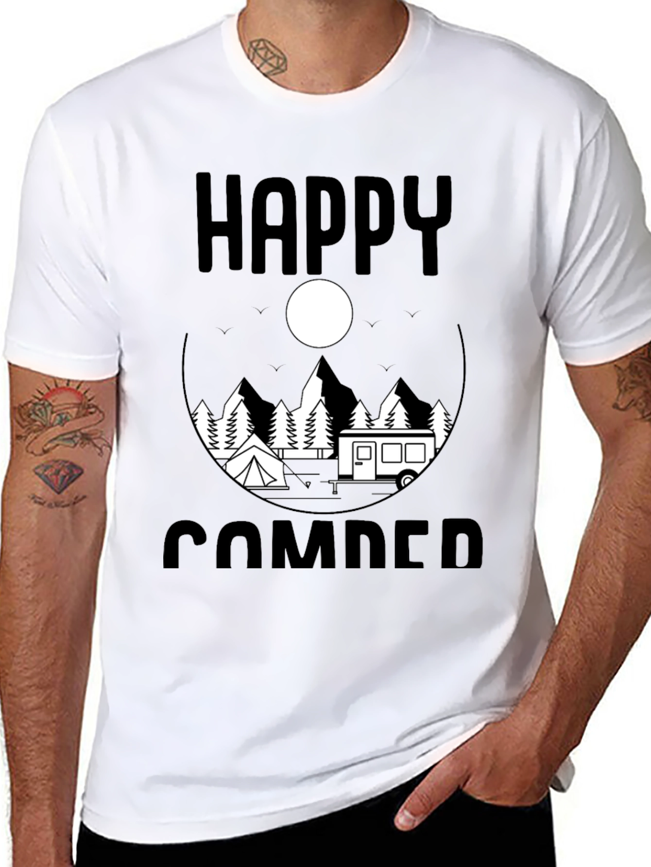 Happy Camper Graphic Tee - Outdoor Adventure Shirt