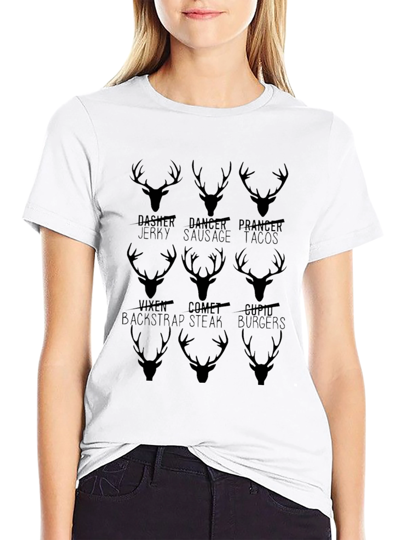 Deer Hunting Christmas T-Shirt Funny Reindeer Names Tee