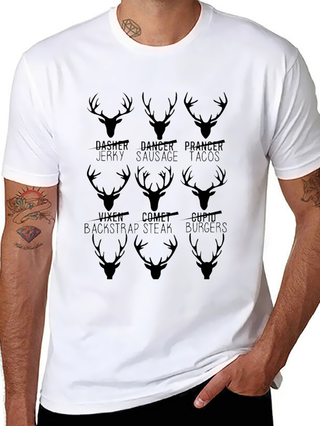 Deer Hunting Christmas T-Shirt Funny Reindeer Names Tee