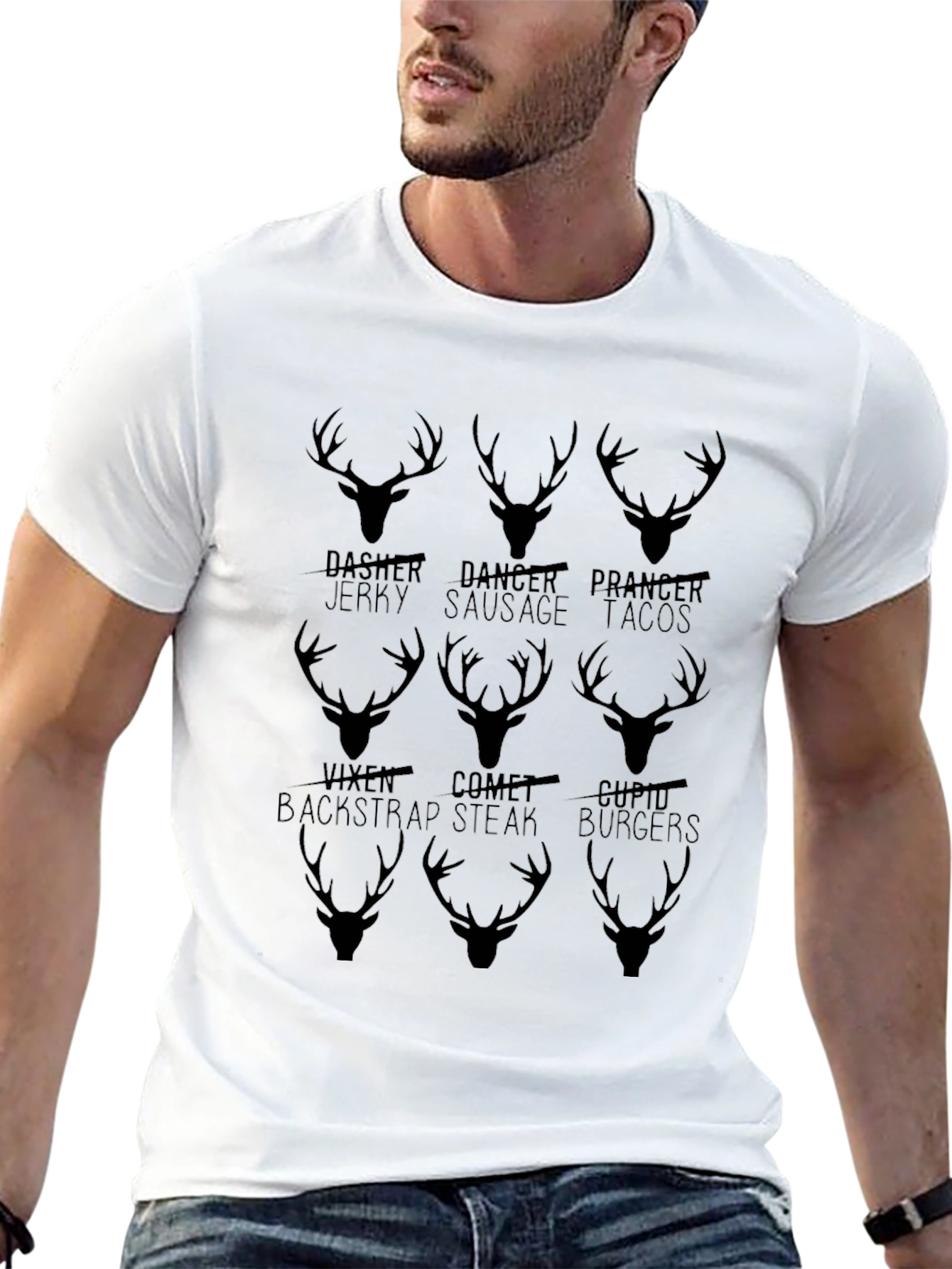 Deer Hunting Christmas T-Shirt Funny Reindeer Names Tee
