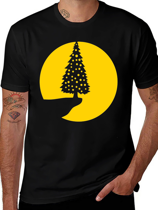 Christmas Tree Moon Graphic Tee - Black