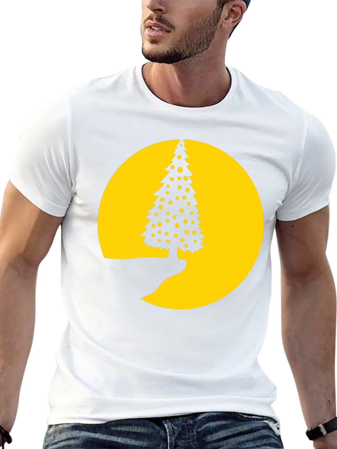 Christmas Tree Moon Graphic Tee - Black