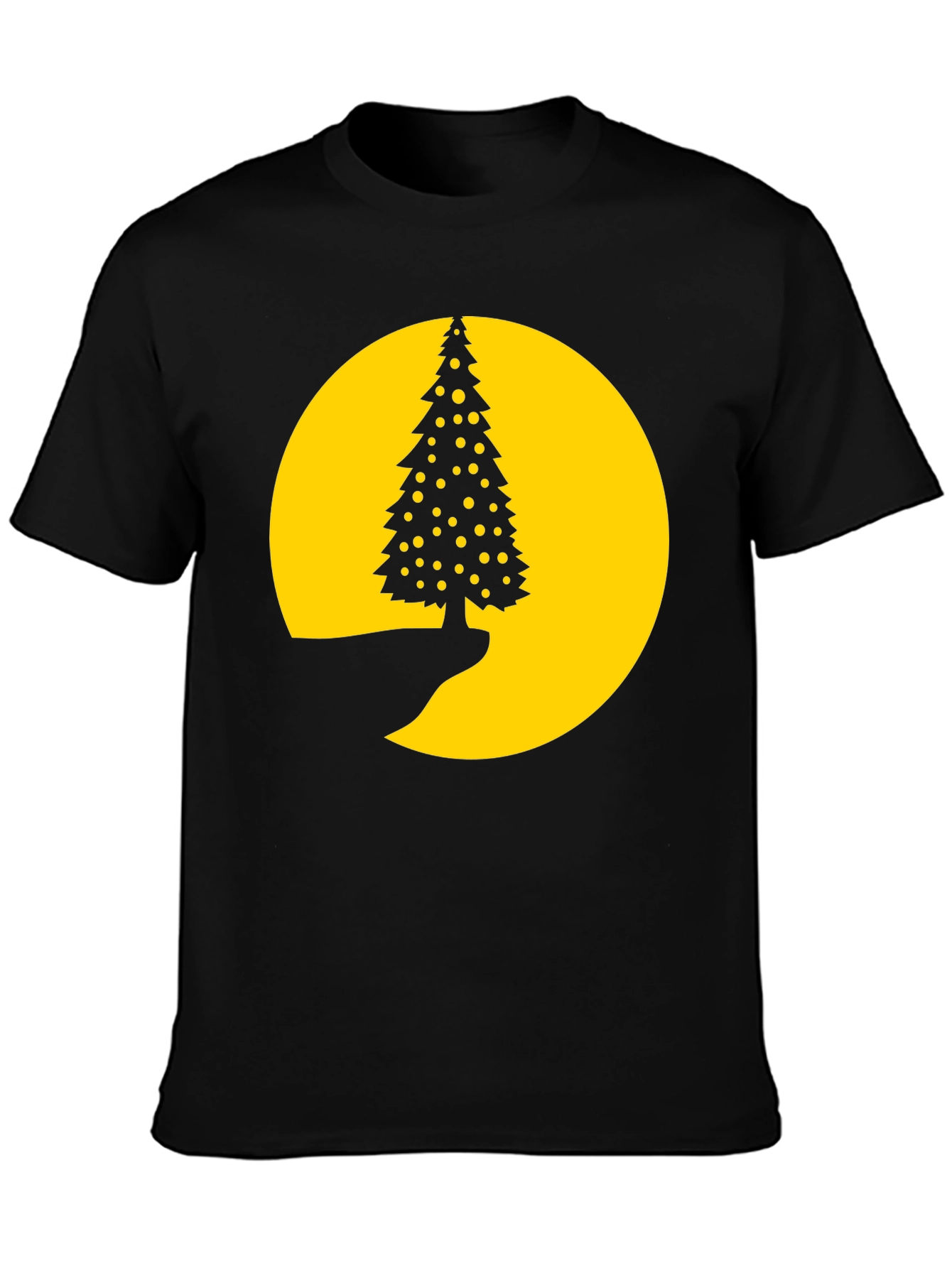 Christmas Tree Moon Graphic Tee - Black