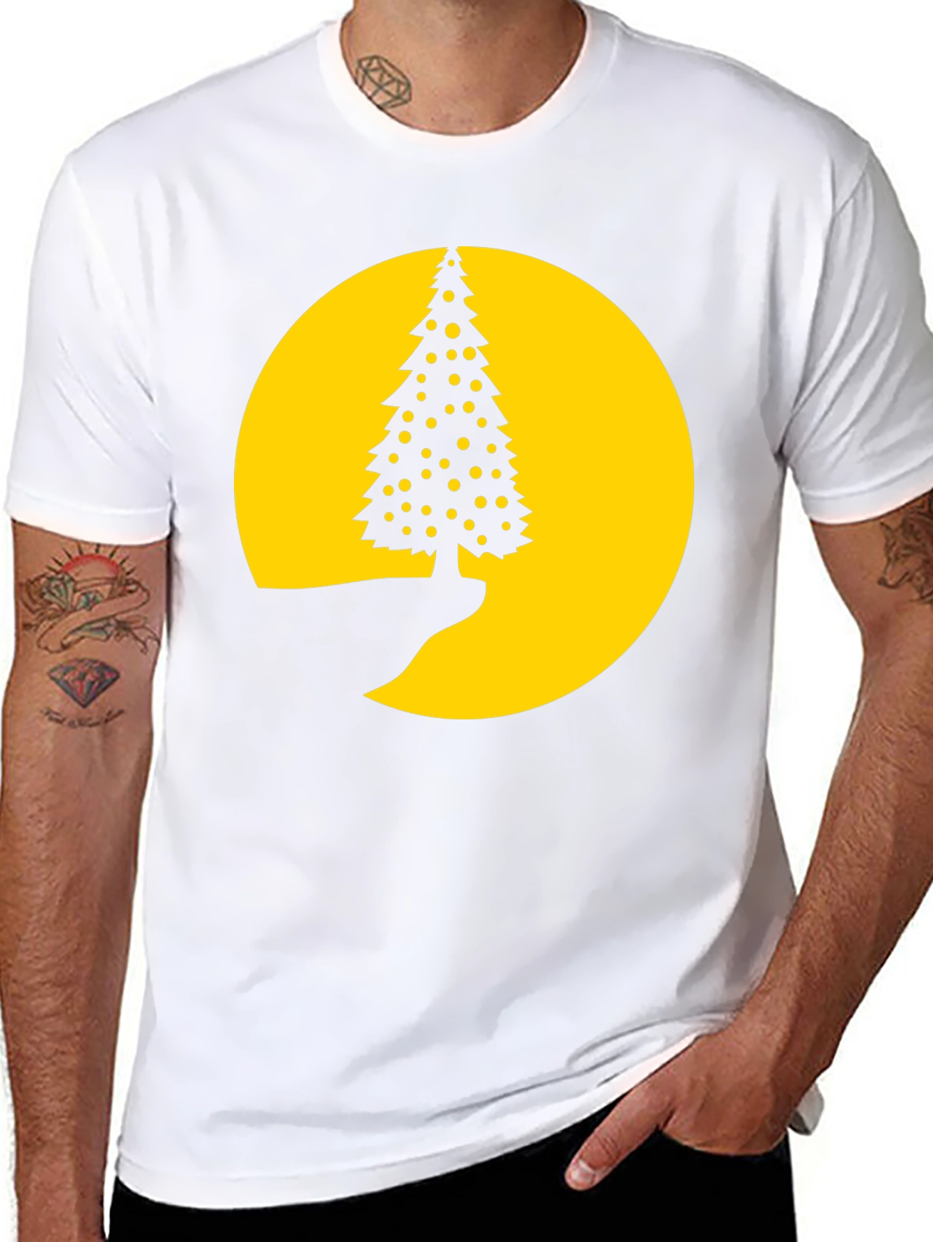 Christmas Tree Moon Graphic Tee - Black
