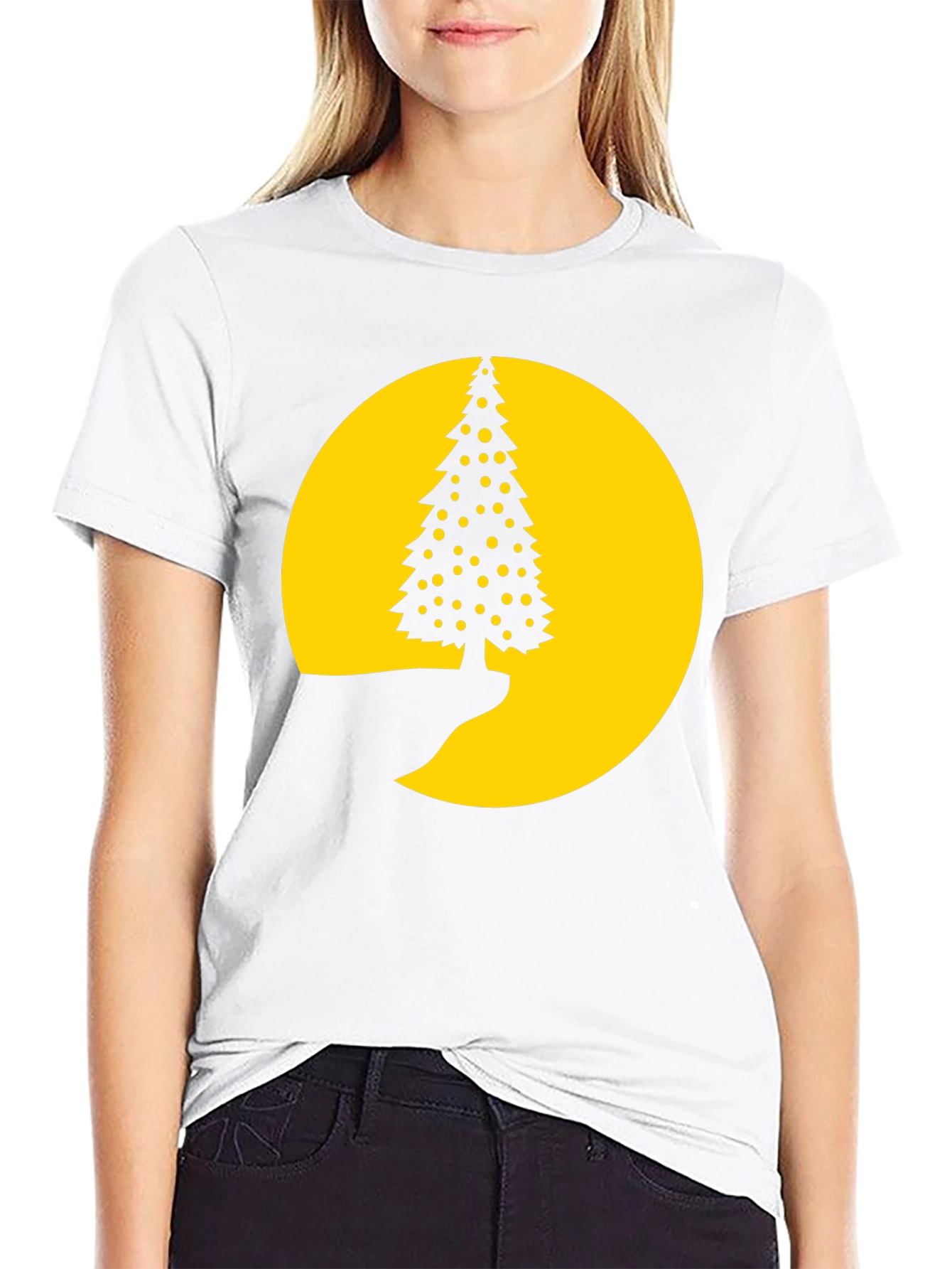 Christmas Tree Moon Graphic Tee - Black