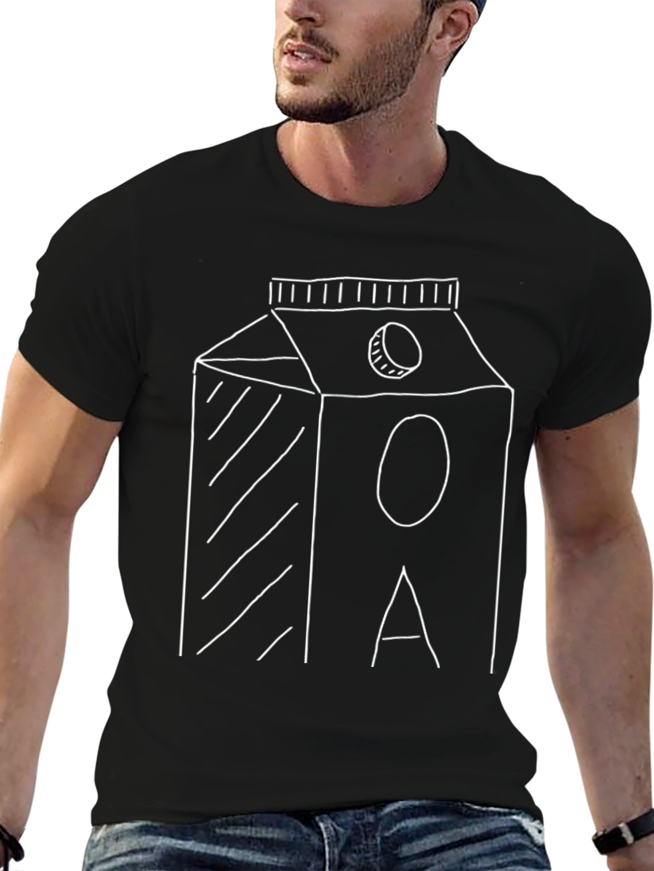 Abstract Milk Carton Graphic Tee - Black