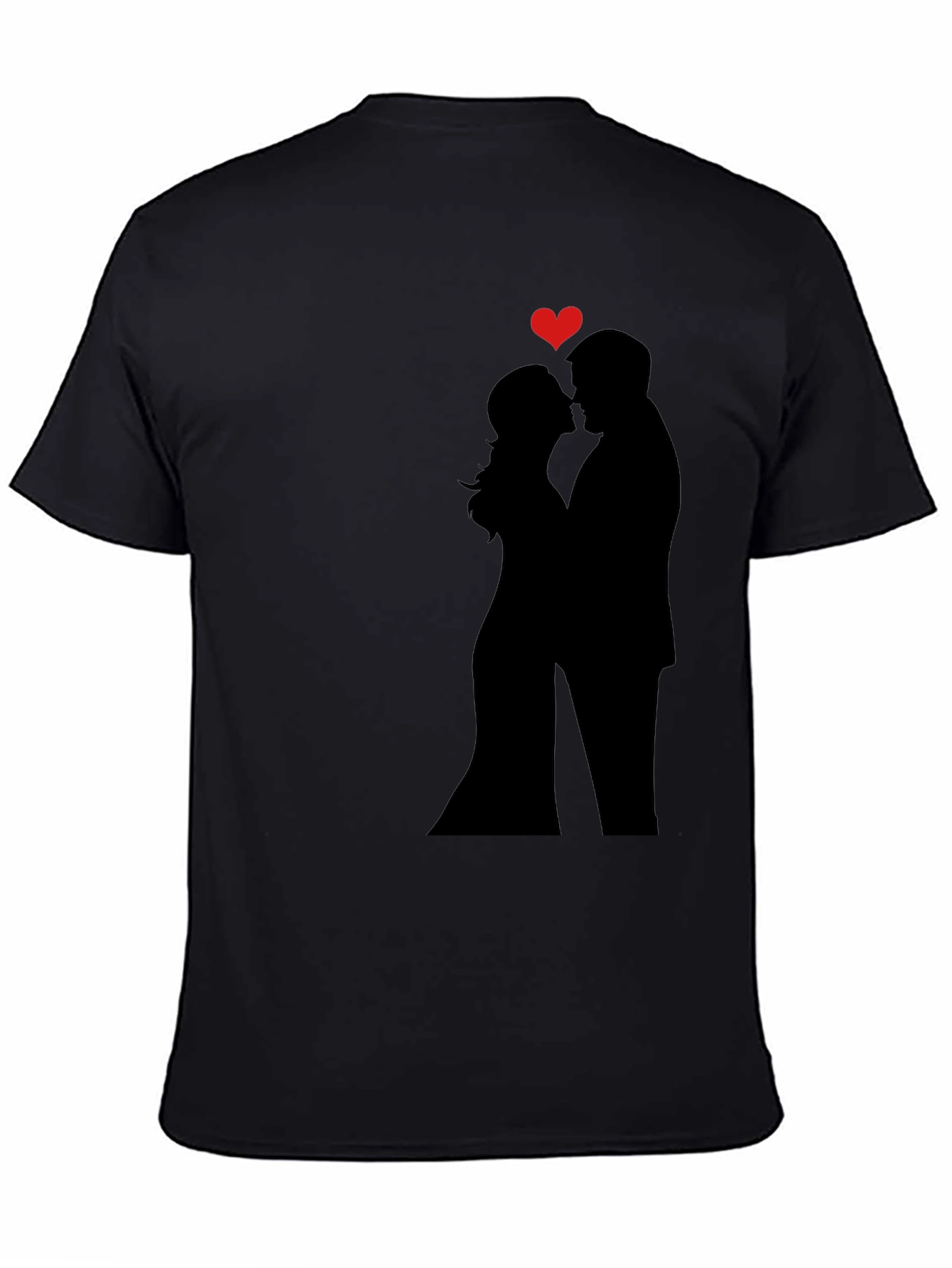 Romantic Couple Silhouette Tee - Black