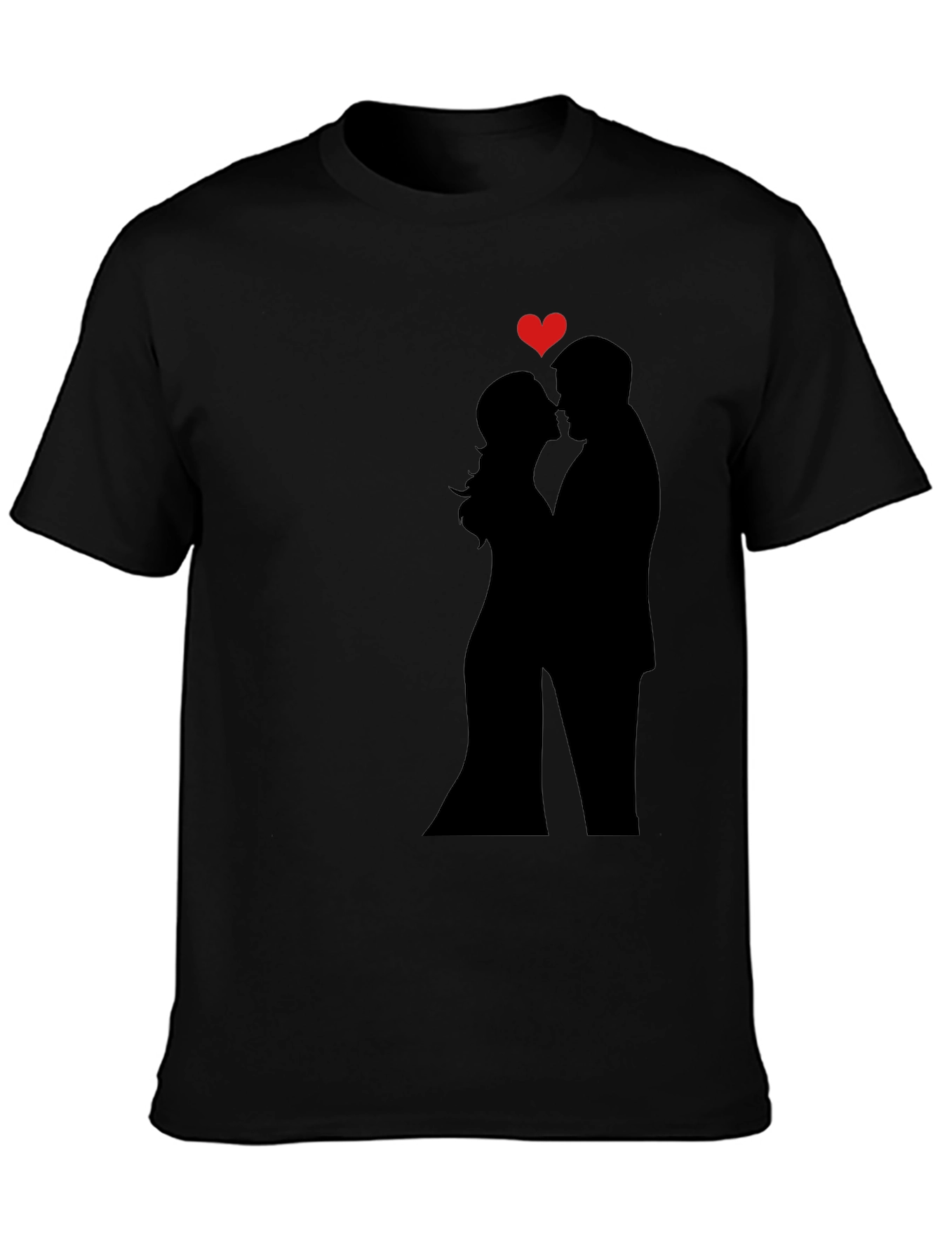 Romantic Couple Silhouette Tee - Black