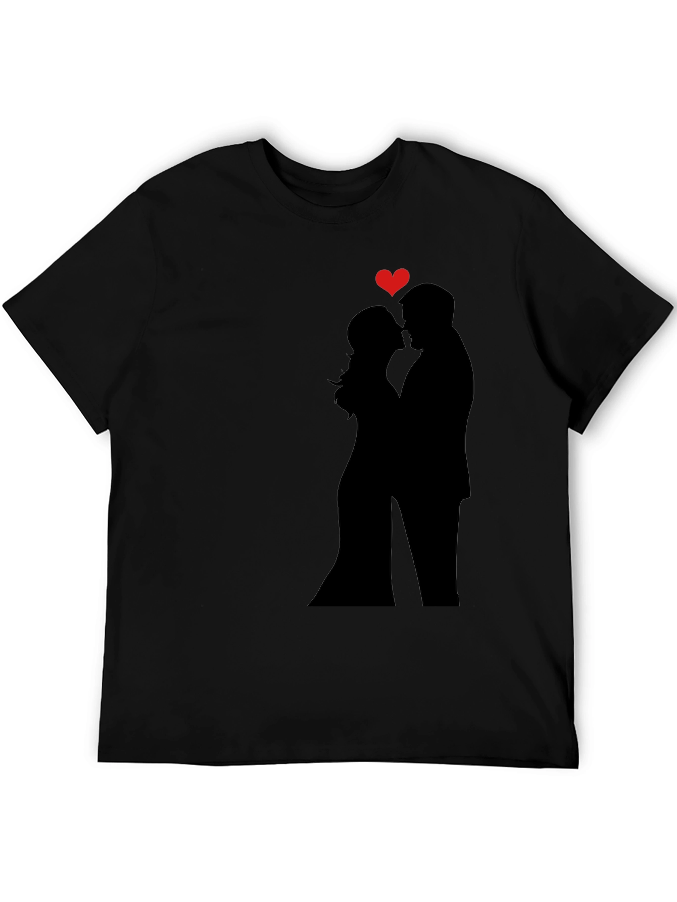 Romantic Couple Silhouette Tee - Black