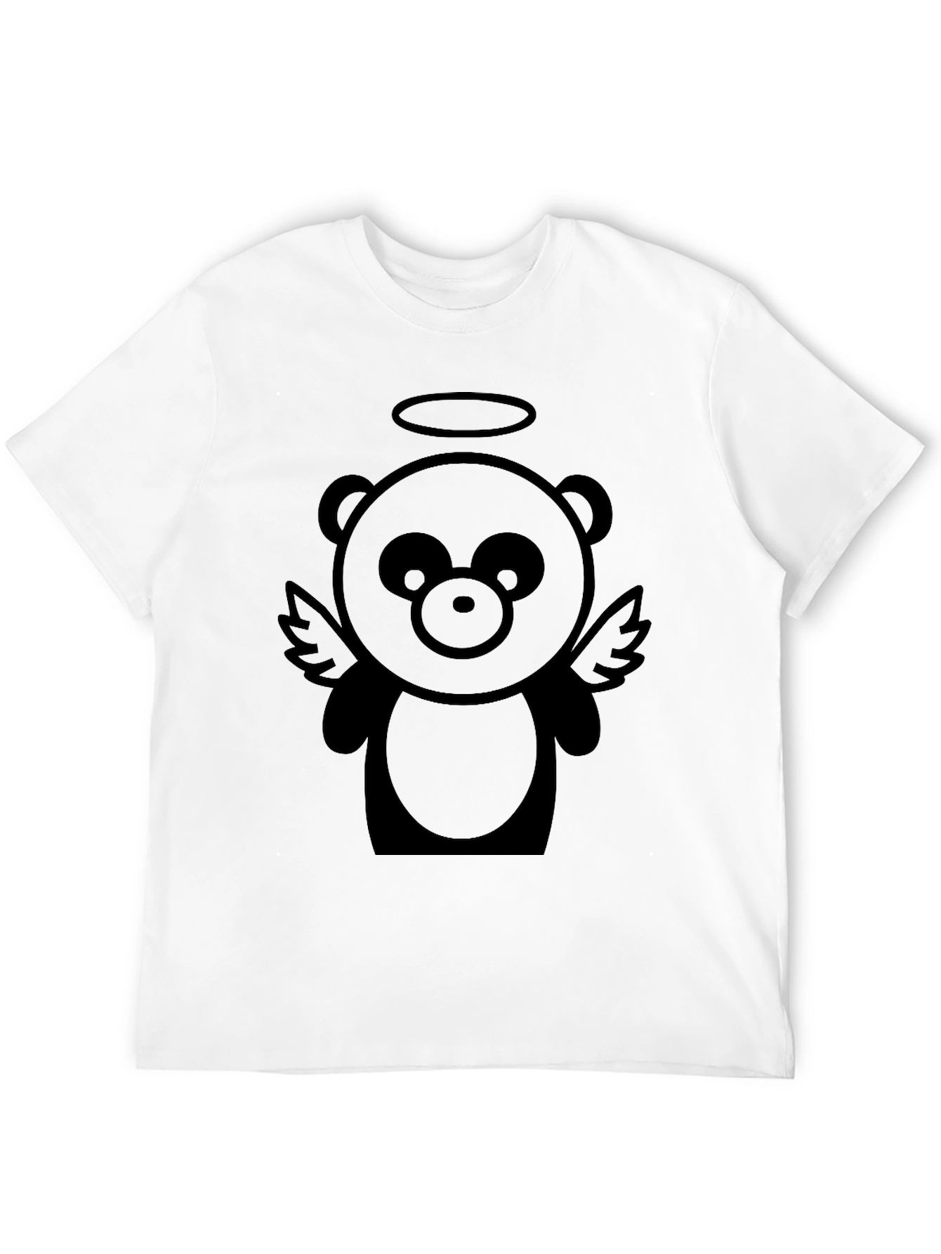 Angel Bear Graphic T-Shirt - Black Casual Tee
