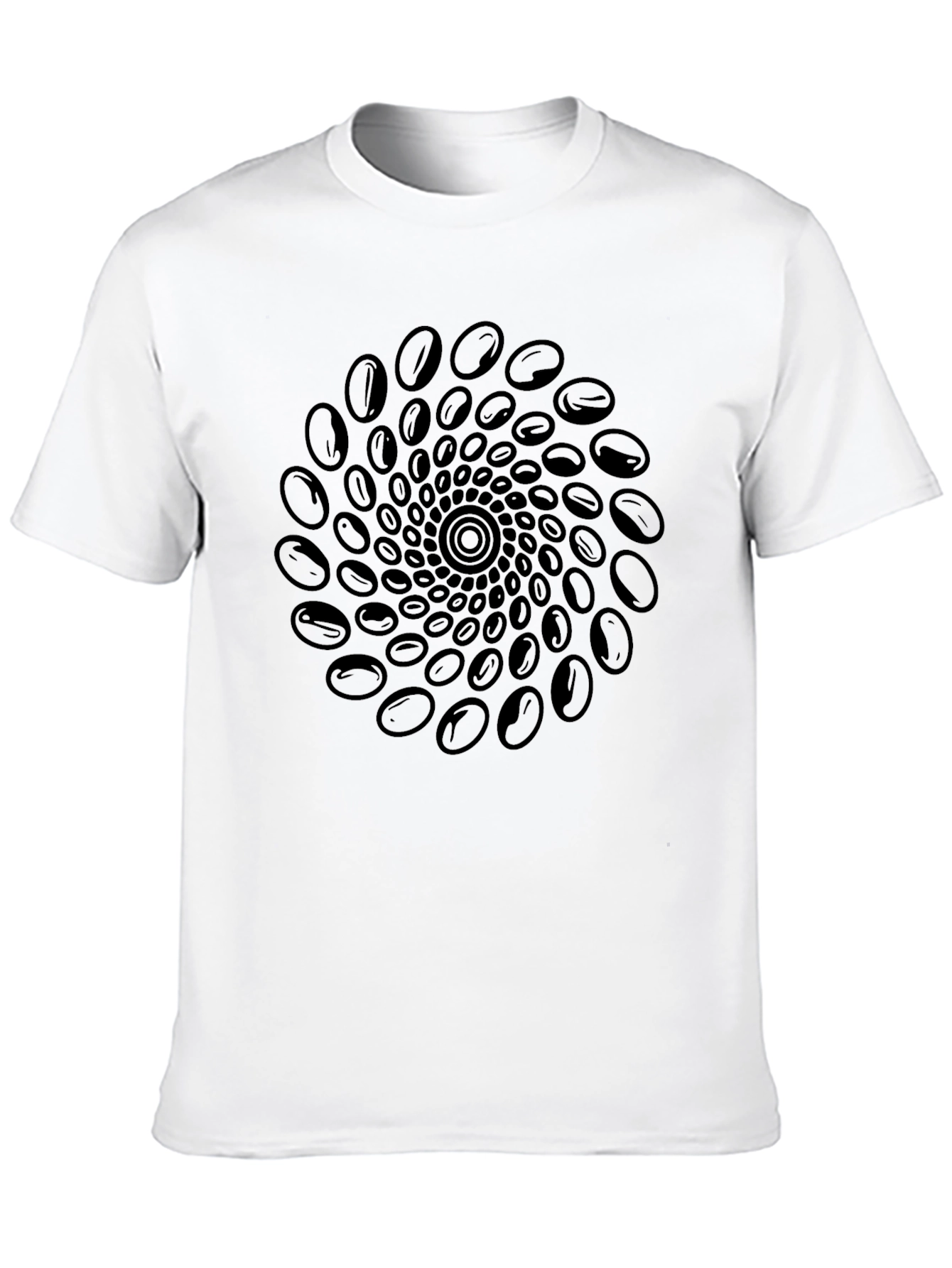 Abstract Coffee Bean Swirl Graphic Black T-Shirt