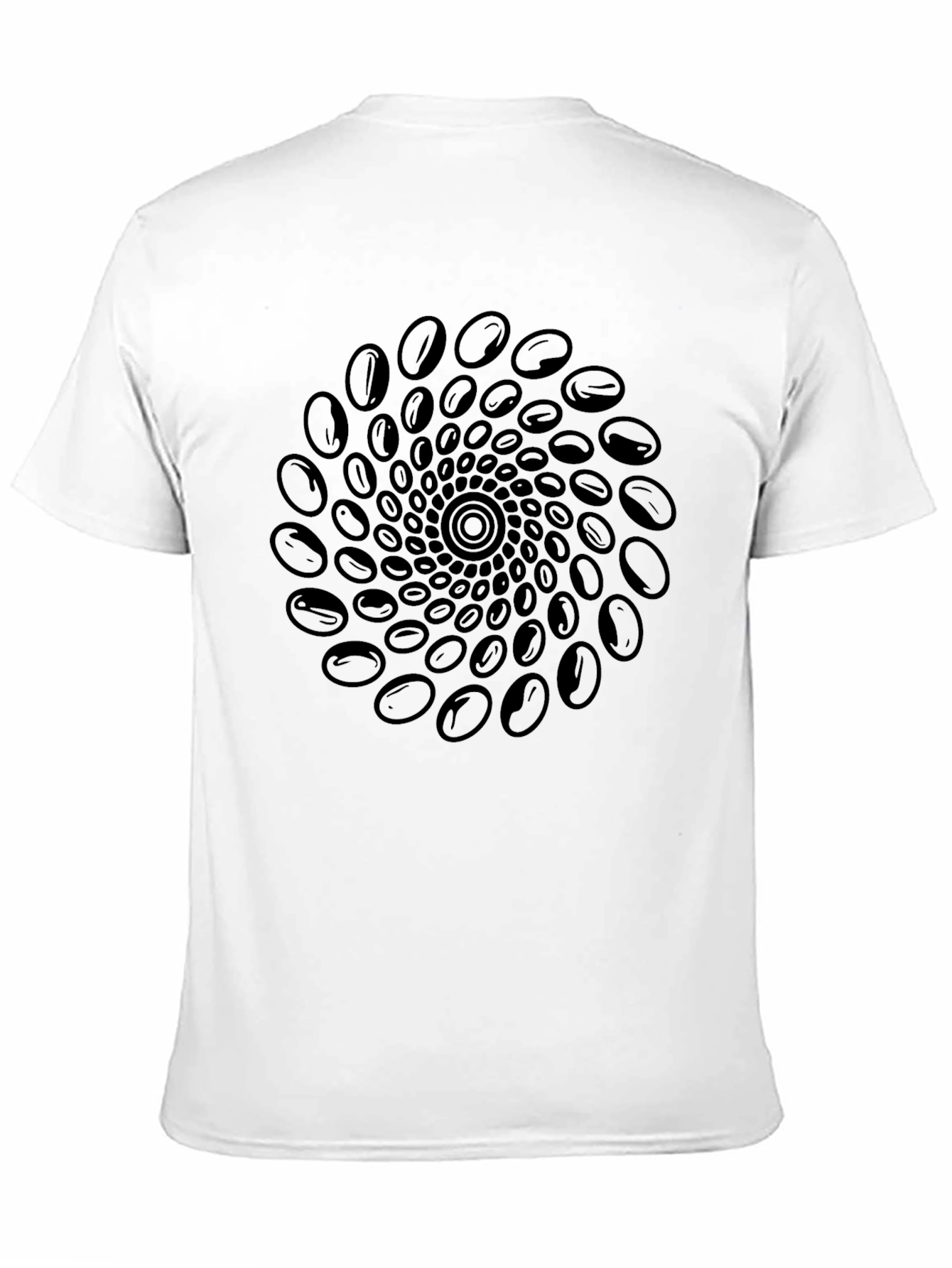 Abstract Coffee Bean Swirl Graphic Black T-Shirt