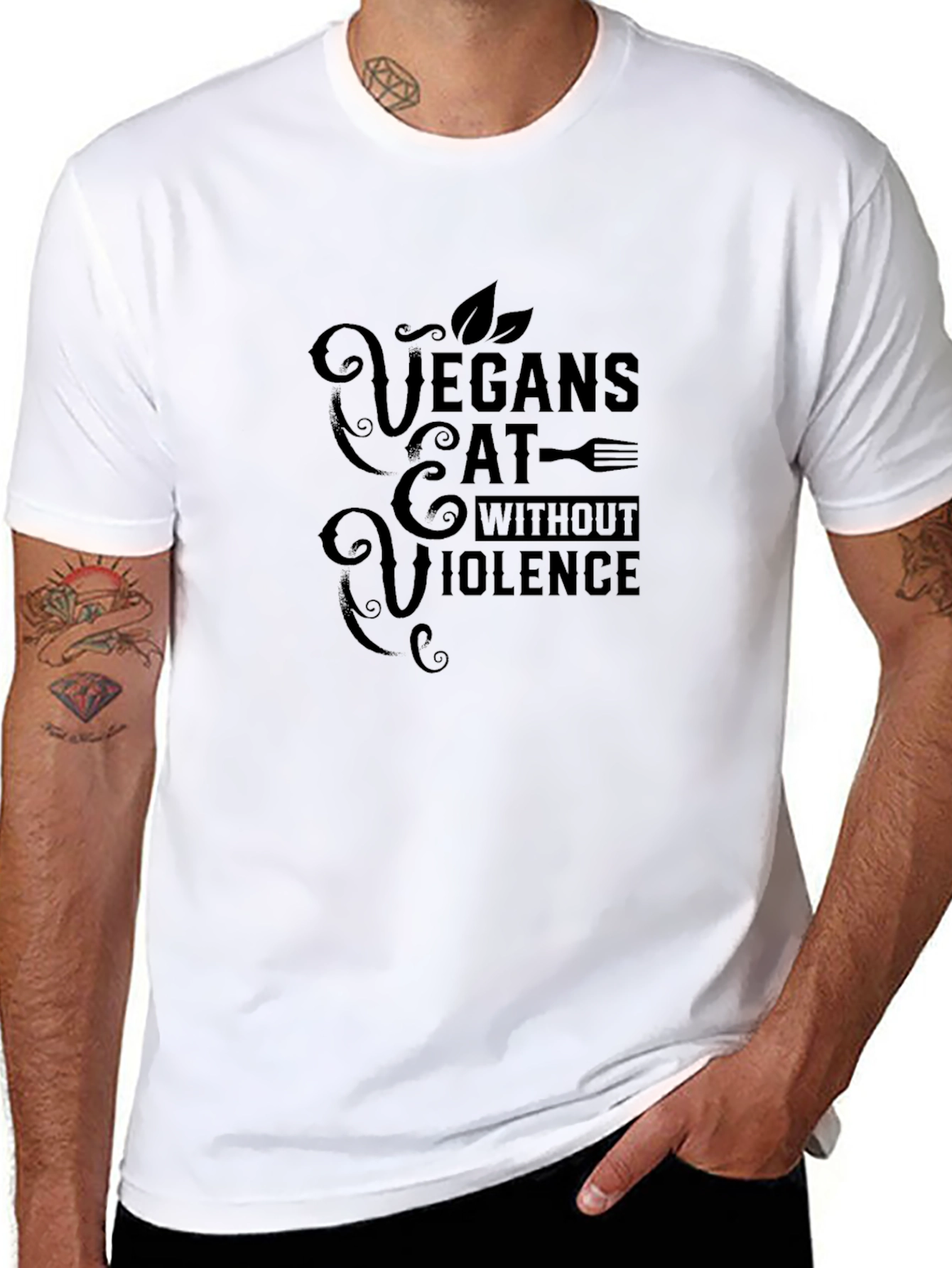 Vegan Eat Without Violence T-Shirt - Black