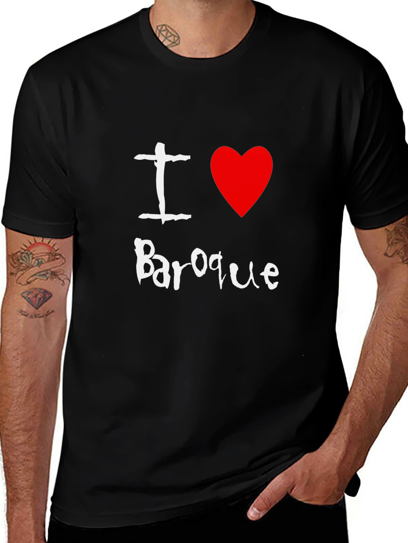 I Love Baroque Graphic T-Shirt Black Cotton Tee
