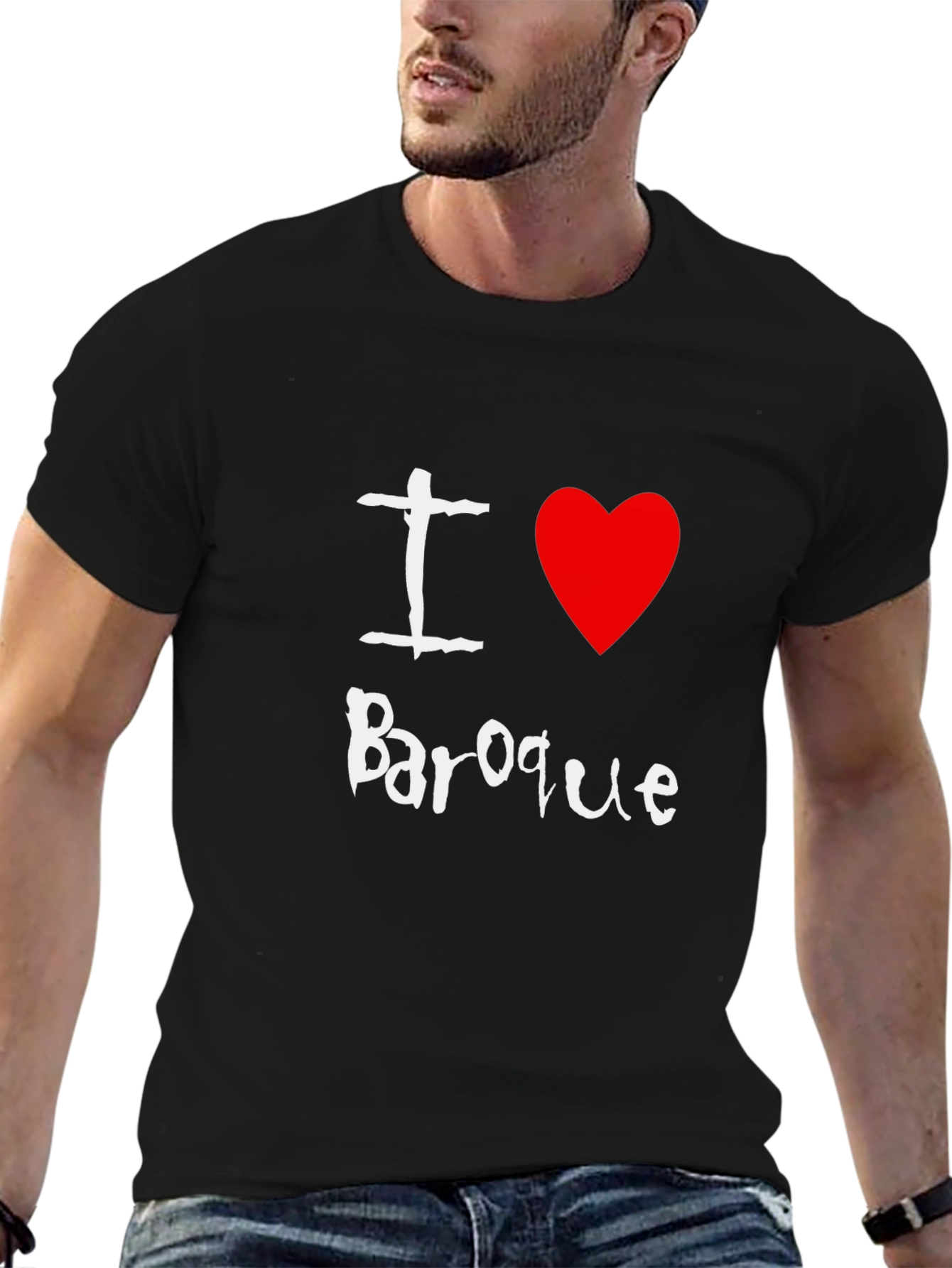 I Love Baroque Graphic T-Shirt Black Cotton Tee