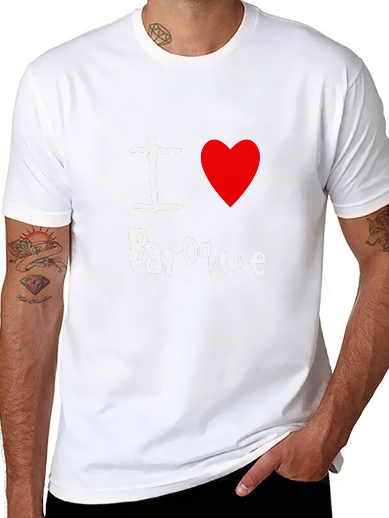 I Love Baroque Graphic T-Shirt Black Cotton Tee