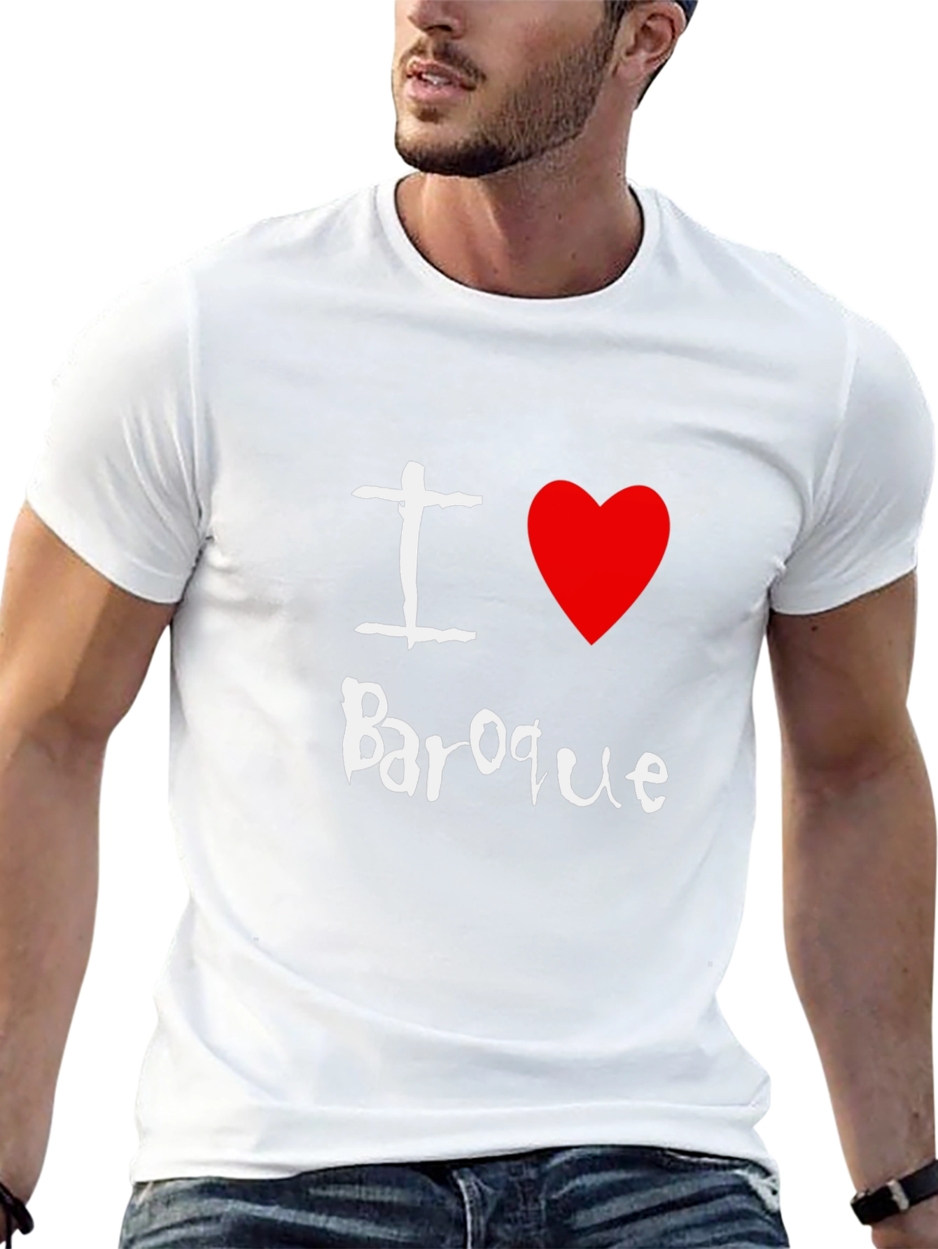 I Love Baroque Graphic T-Shirt Black Cotton Tee