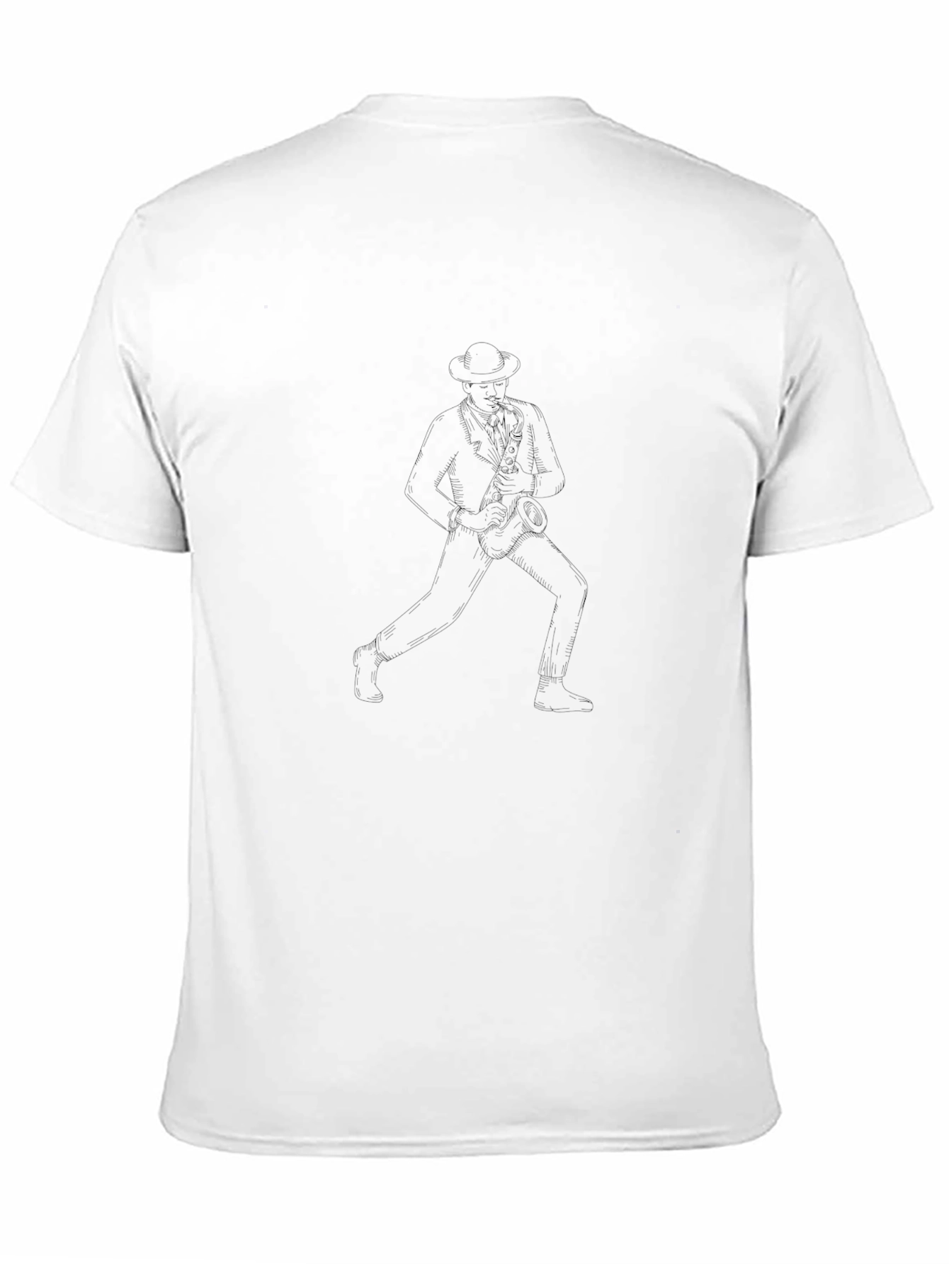Cool Jazz Musician Line Art Black T-Shirt