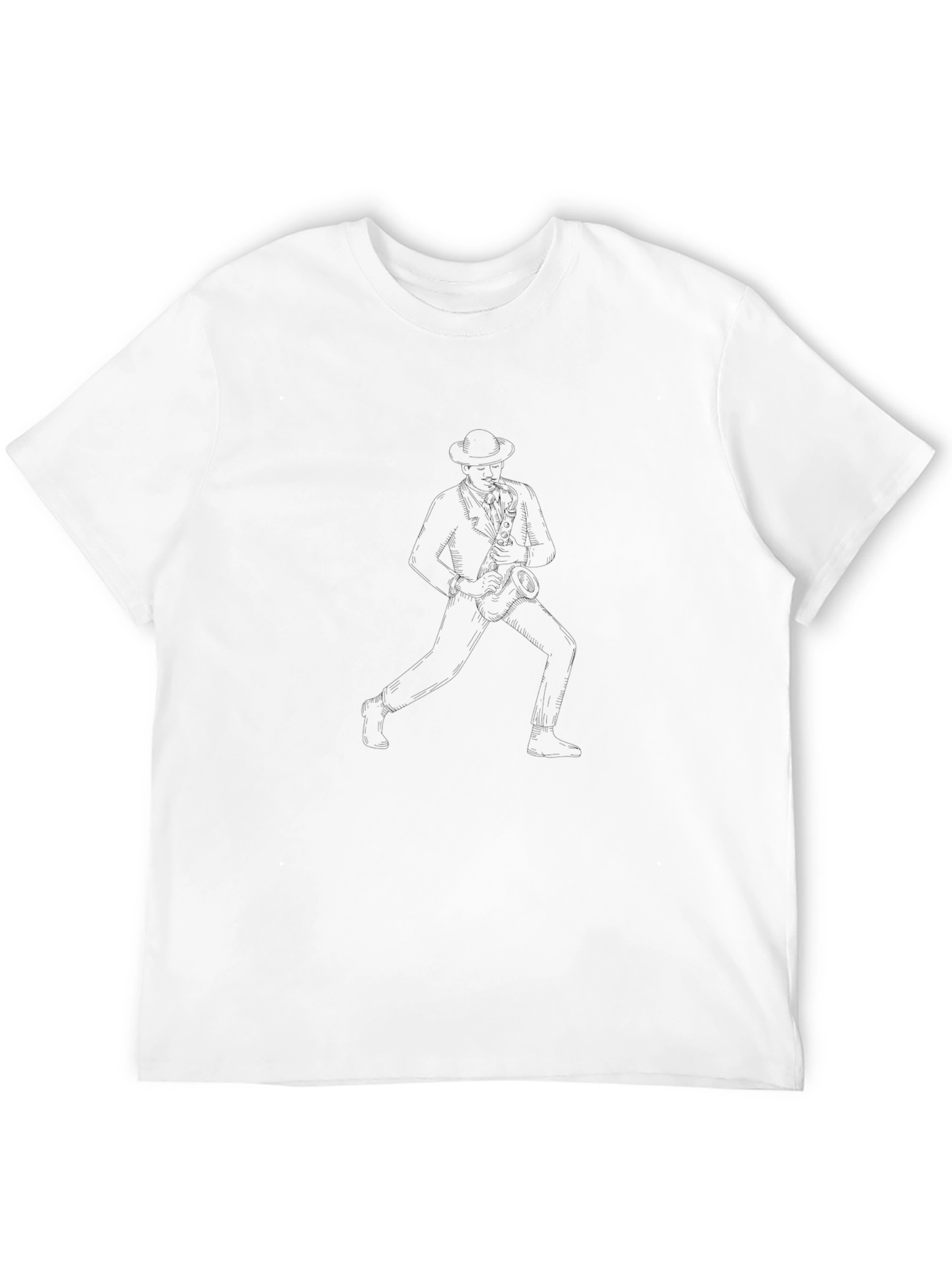 Cool Jazz Musician Line Art Black T-Shirt