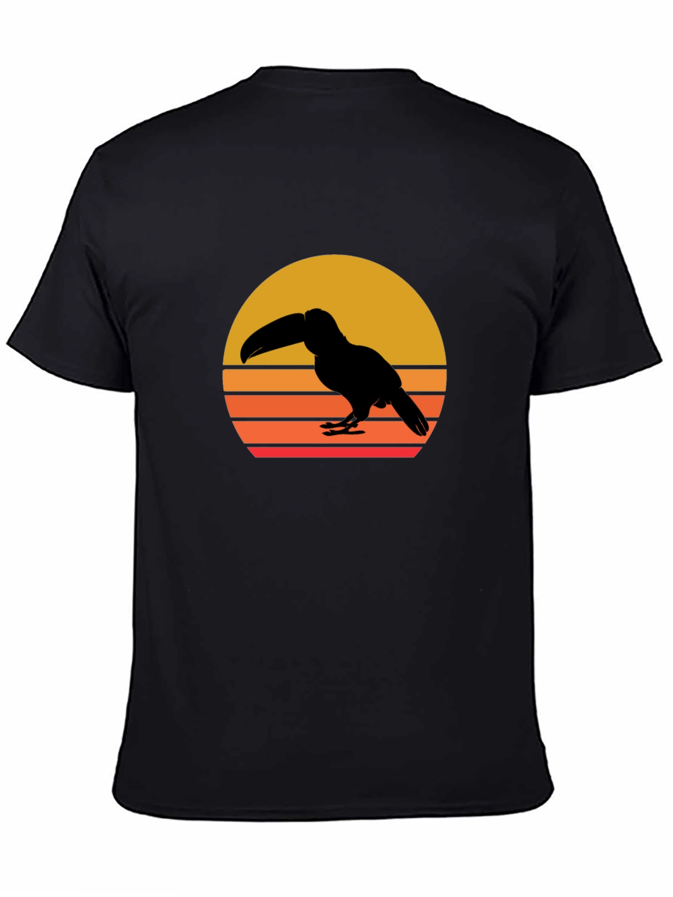 Toucan Sunset Graphic Tee - Black Cotton Shirt