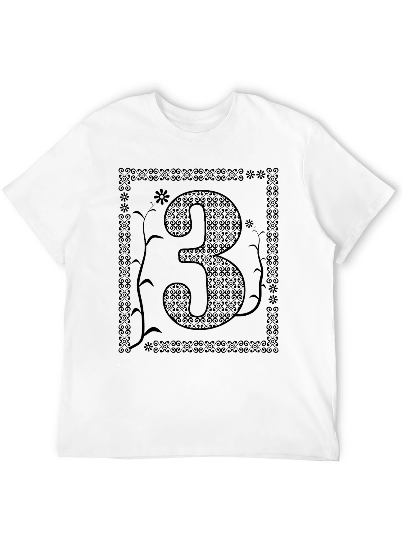 Abstract Number 3 Graphic T-Shirt - Black