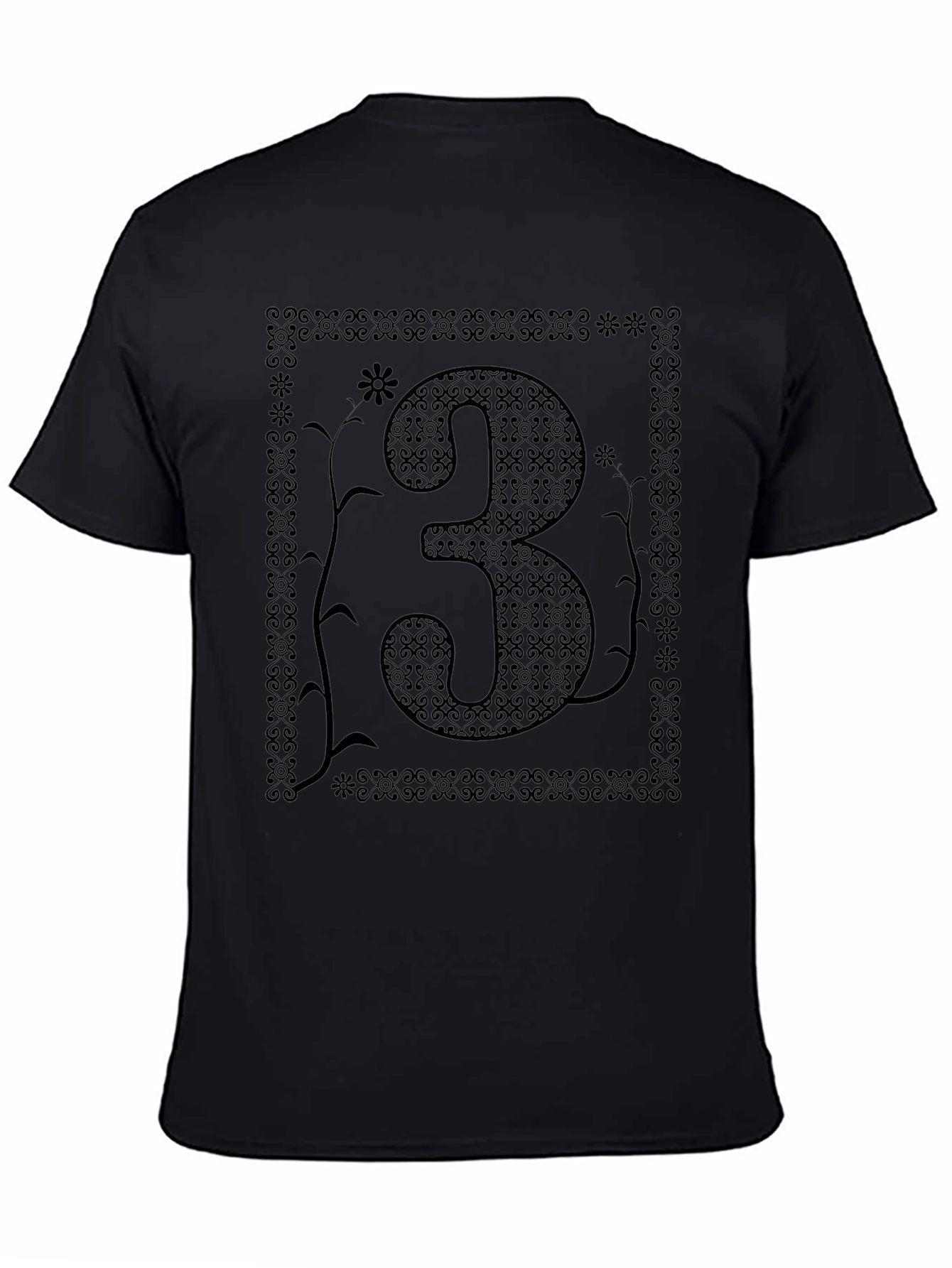 Abstract Number 3 Graphic T-Shirt - Black