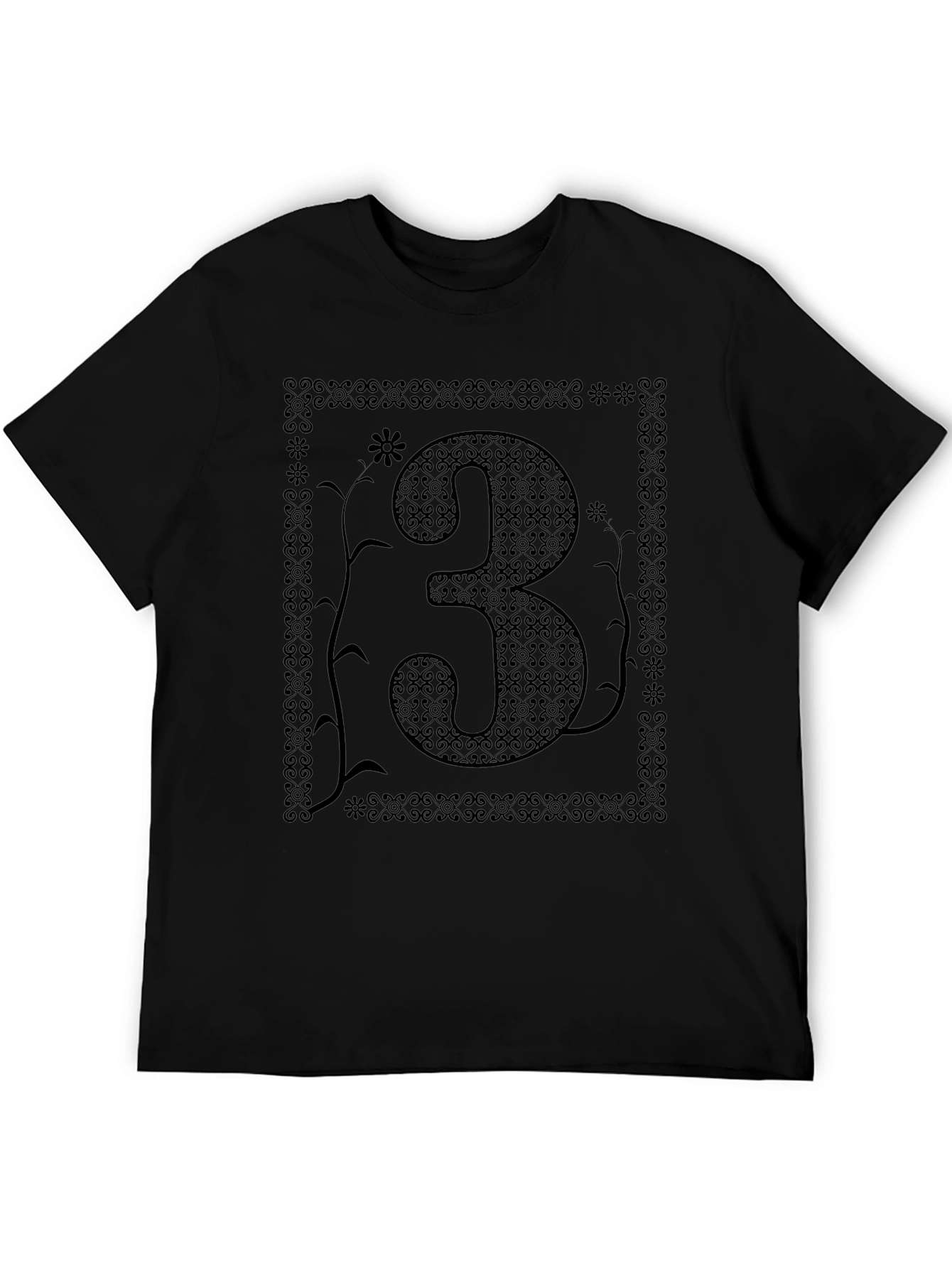 Abstract Number 3 Graphic T-Shirt - Black