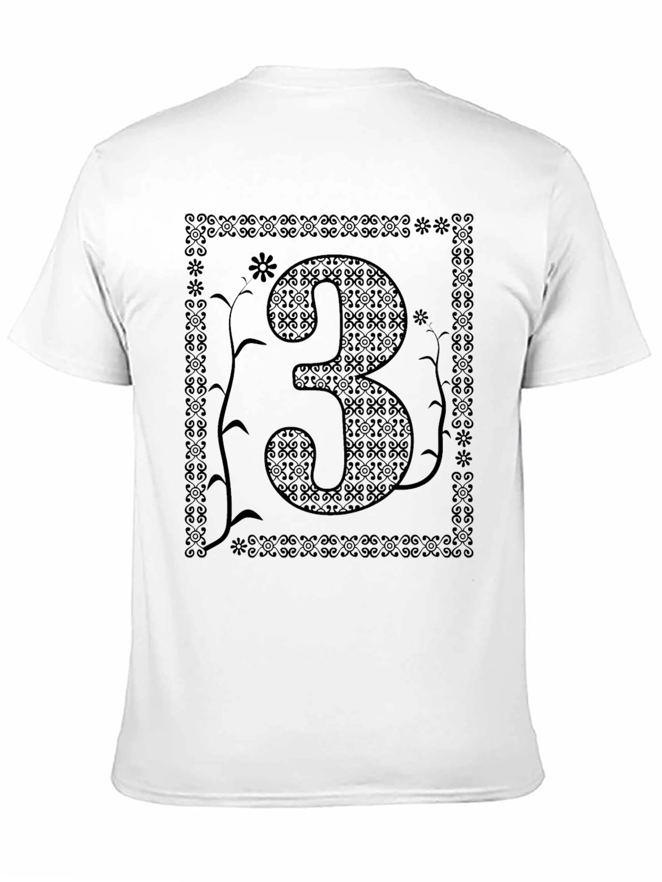 Abstract Number 3 Graphic T-Shirt - Black